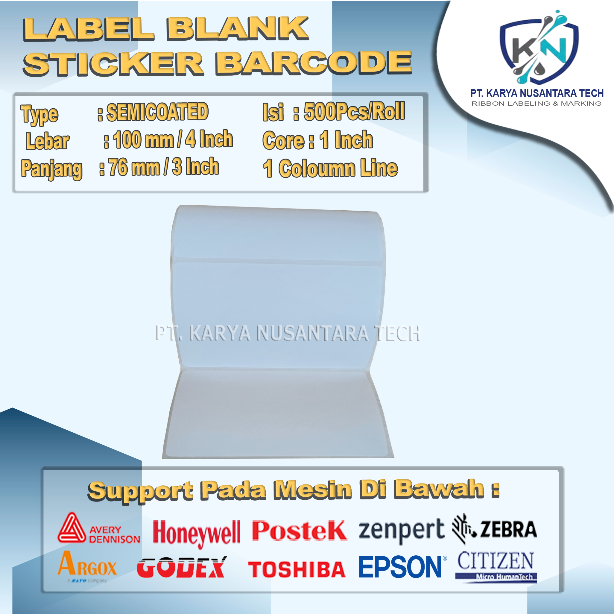 STICKER BLANK BARCODE SEMICOATED 100 x76 4