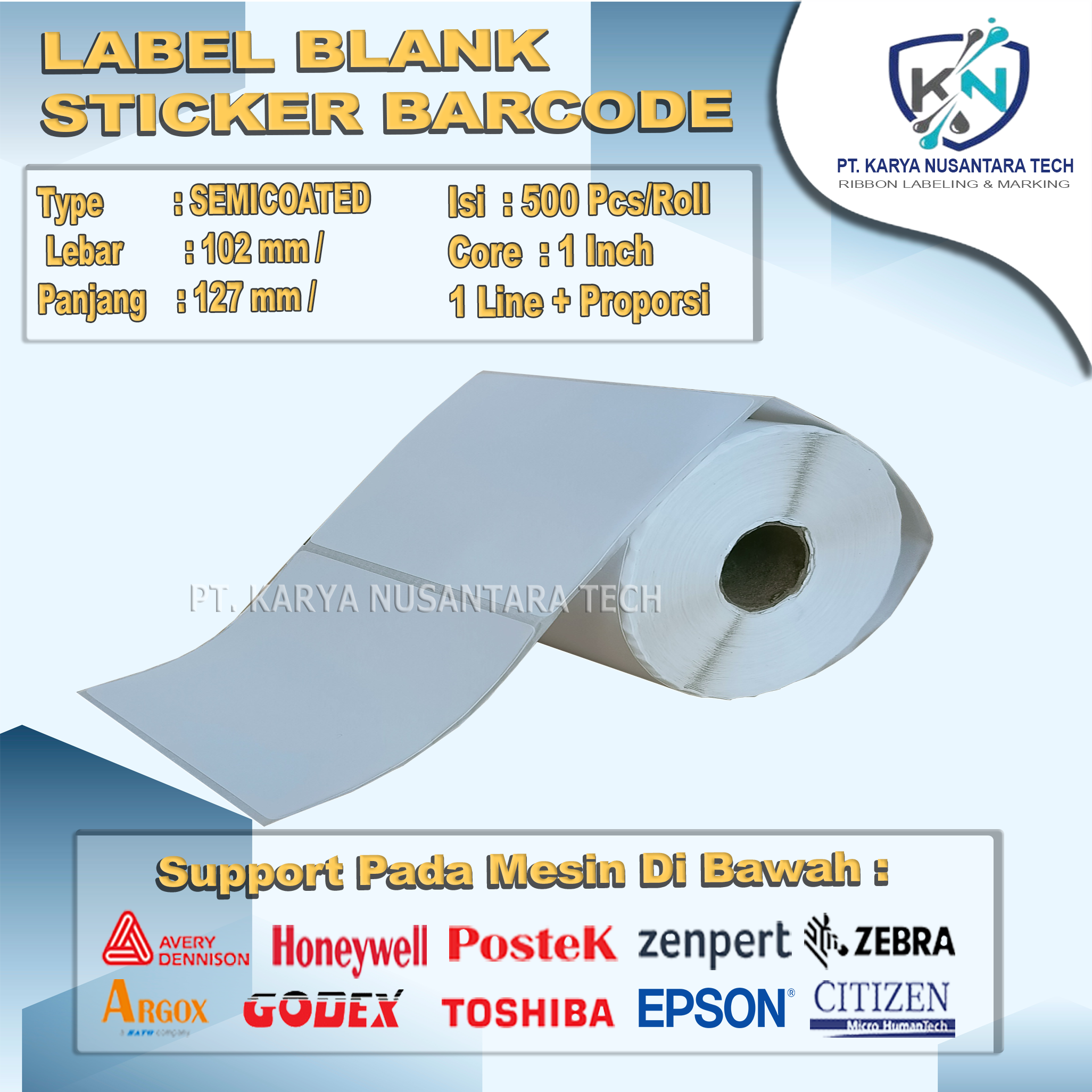 STICKER BLANK BARCODE SEMICOATED 102 X 127 1