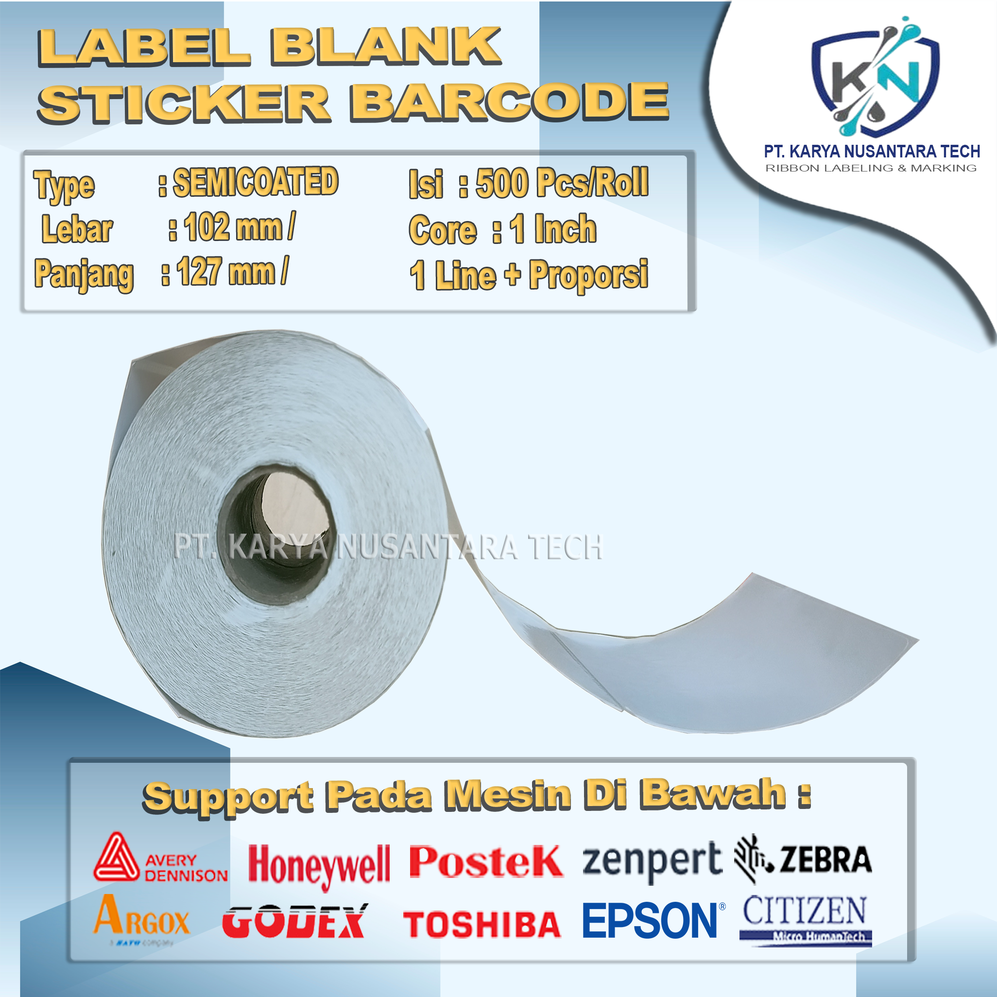STICKER BLANK BARCODE SEMICOATED 102 X 127 2