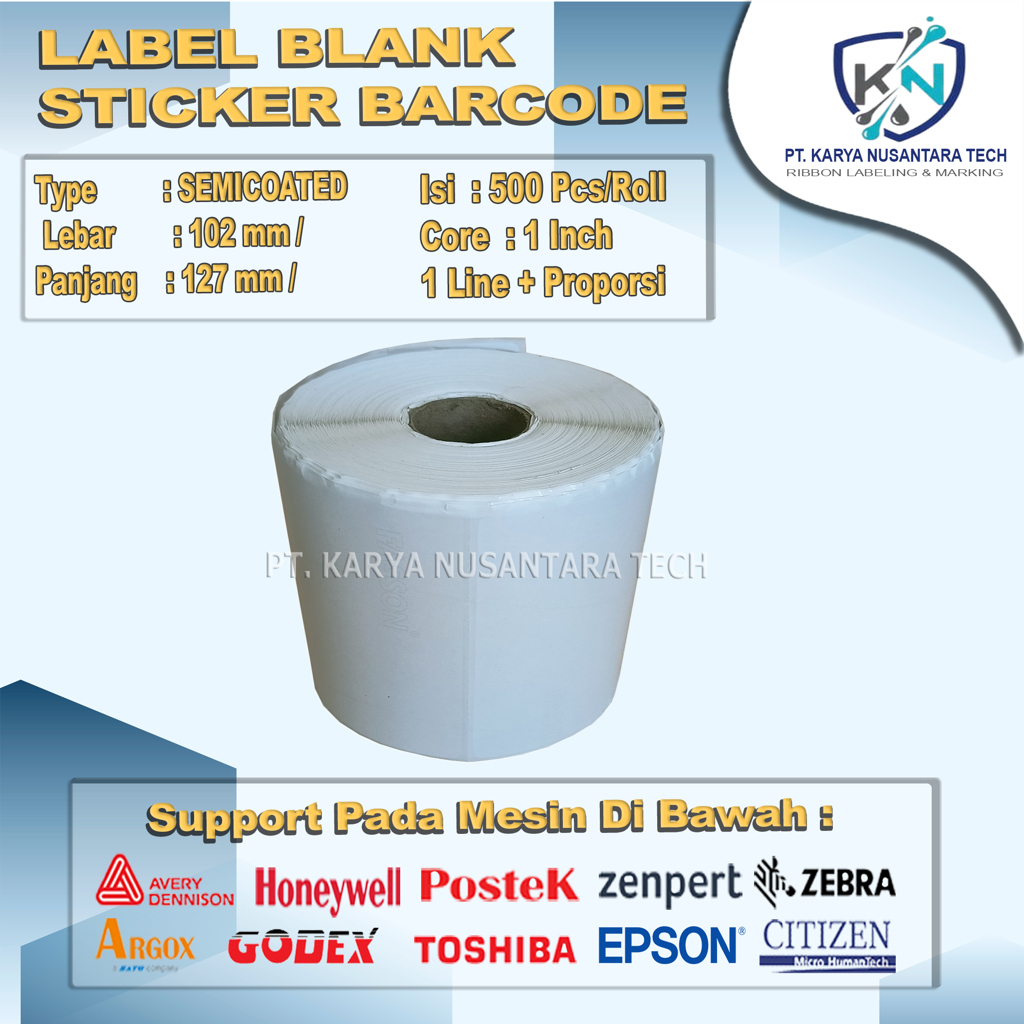 STICKER BLANK BARCODE SEMICOATED 102 X 127 3
