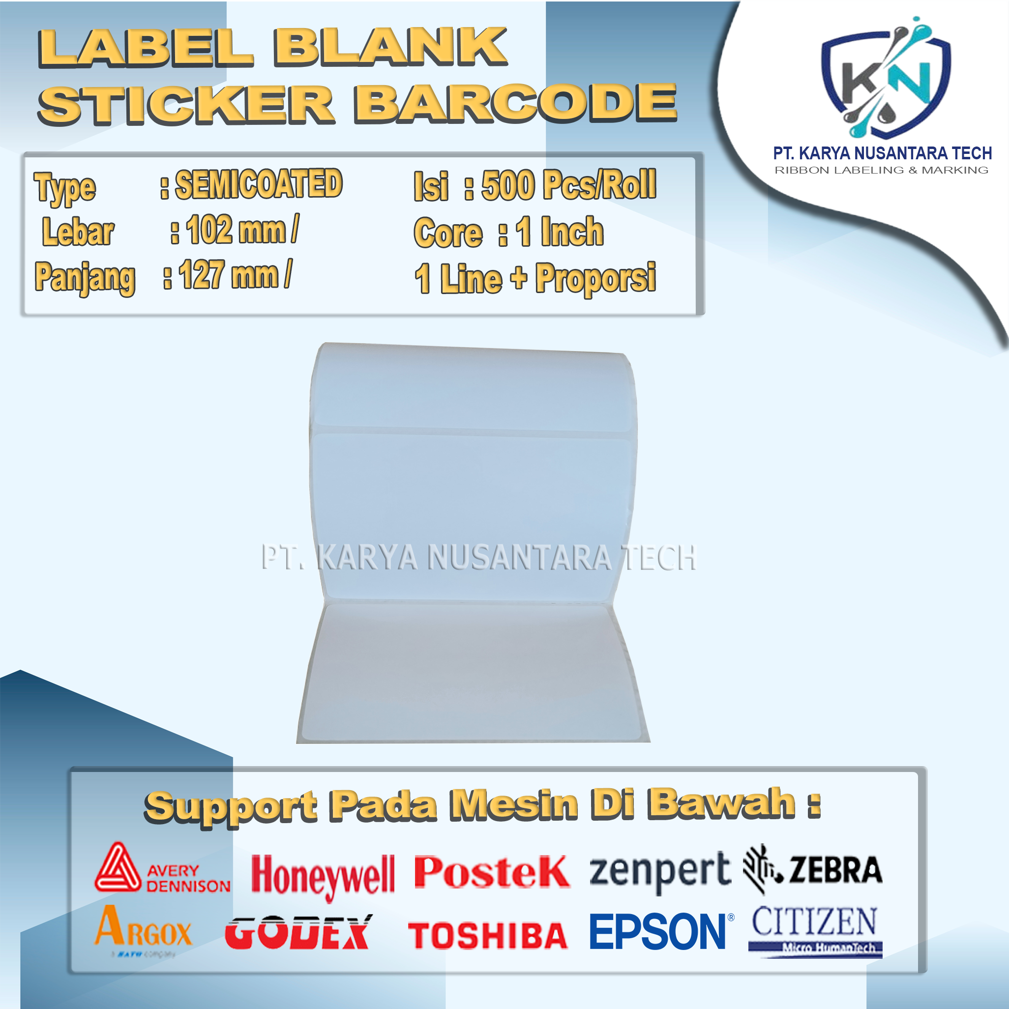STICKER BLANK BARCODE SEMICOATED 102 X 127 4