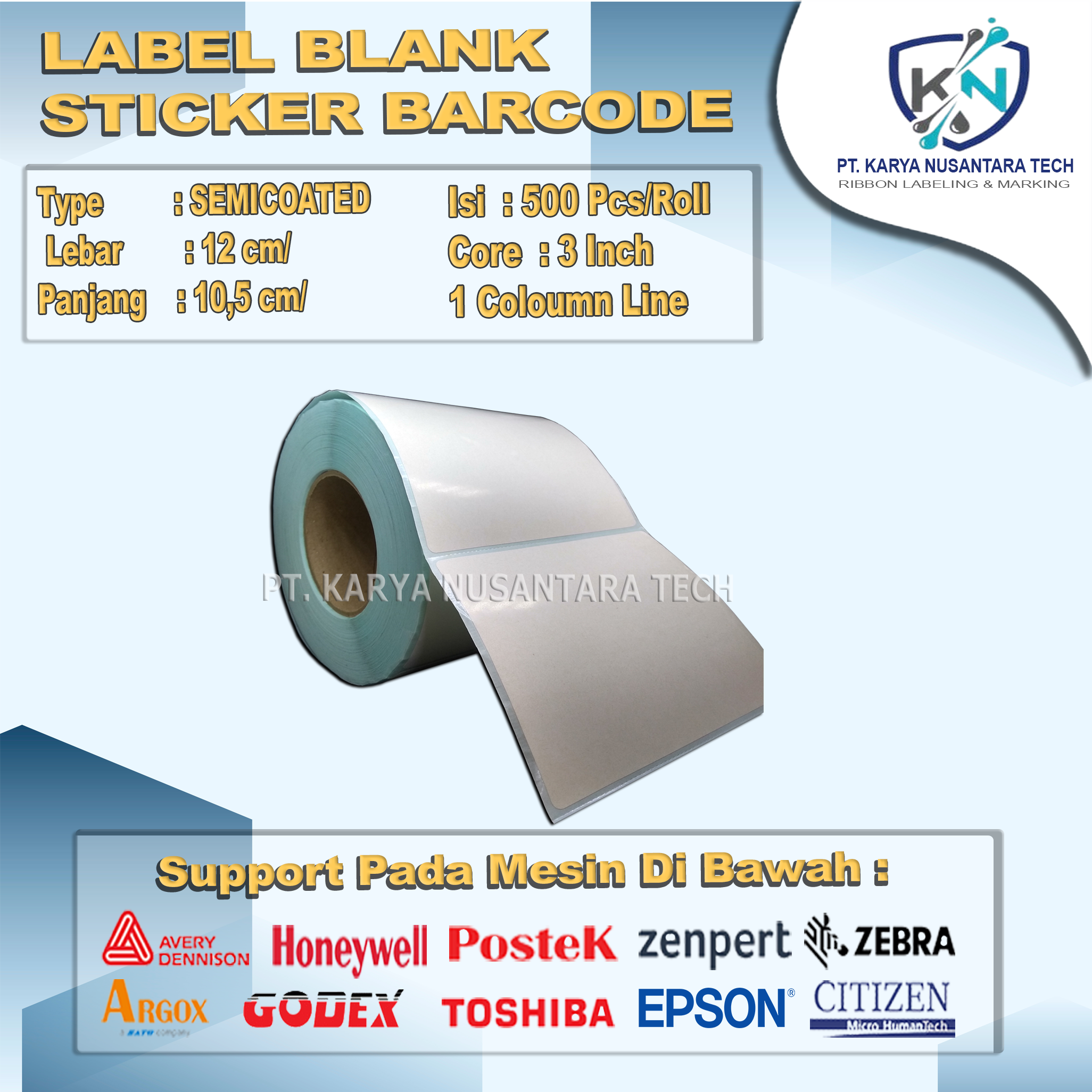 STICKER BLANK BARCODE SEMICOATED 12 x 10,5 4