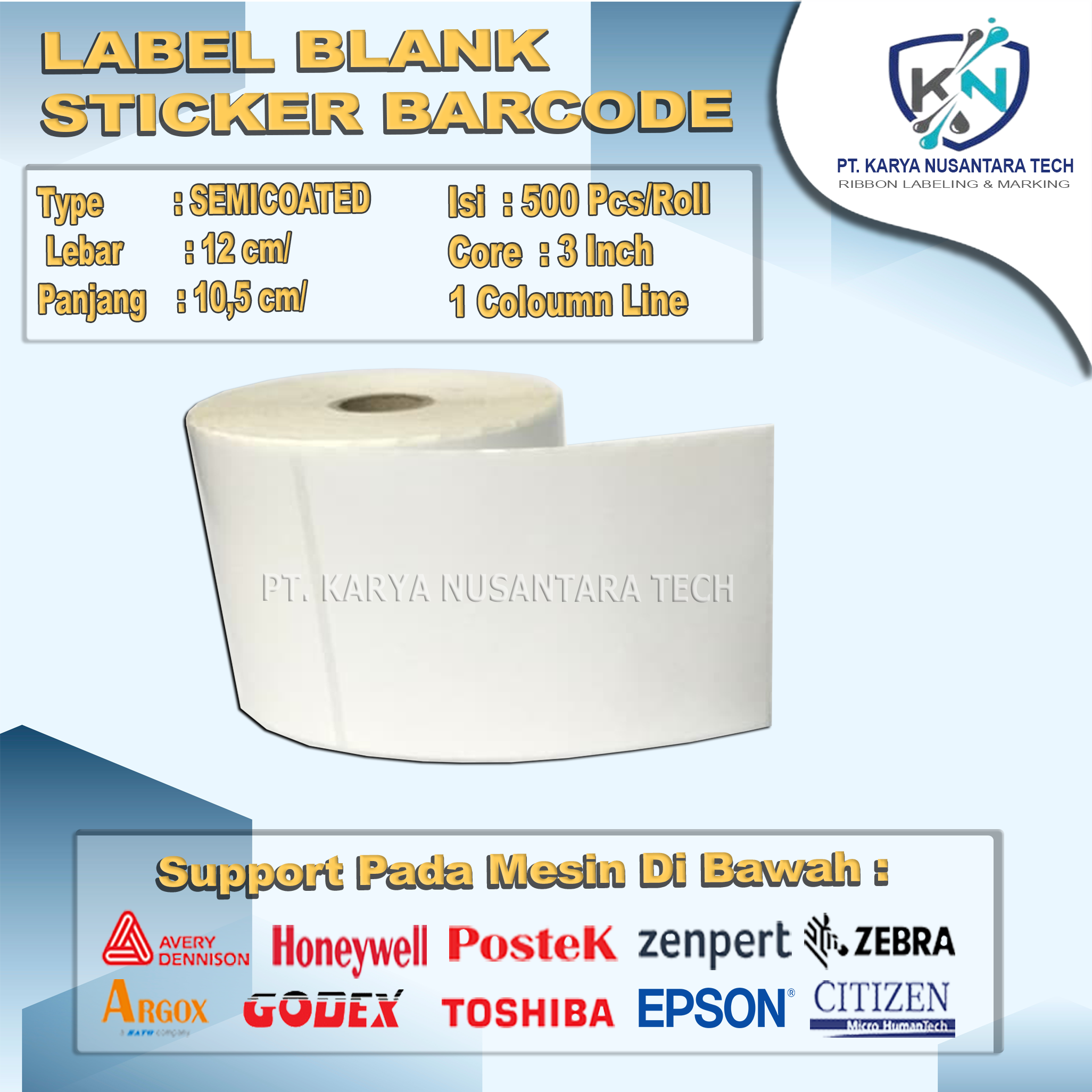 STICKER BLANK BARCODE SEMICOATED 12 x 10,5 5