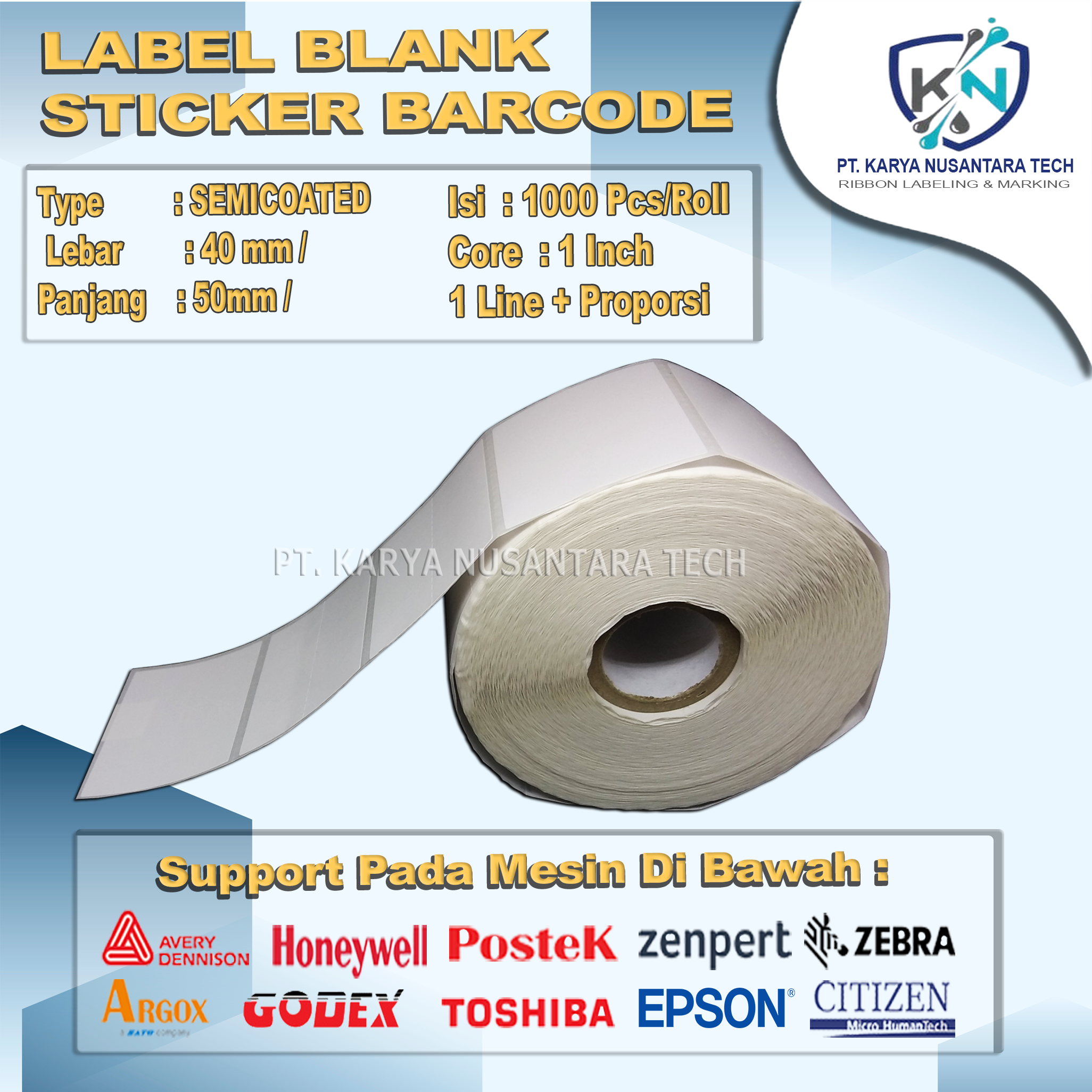 STICKER BLANK BARCODE SEMICOATED 40 x 50 4