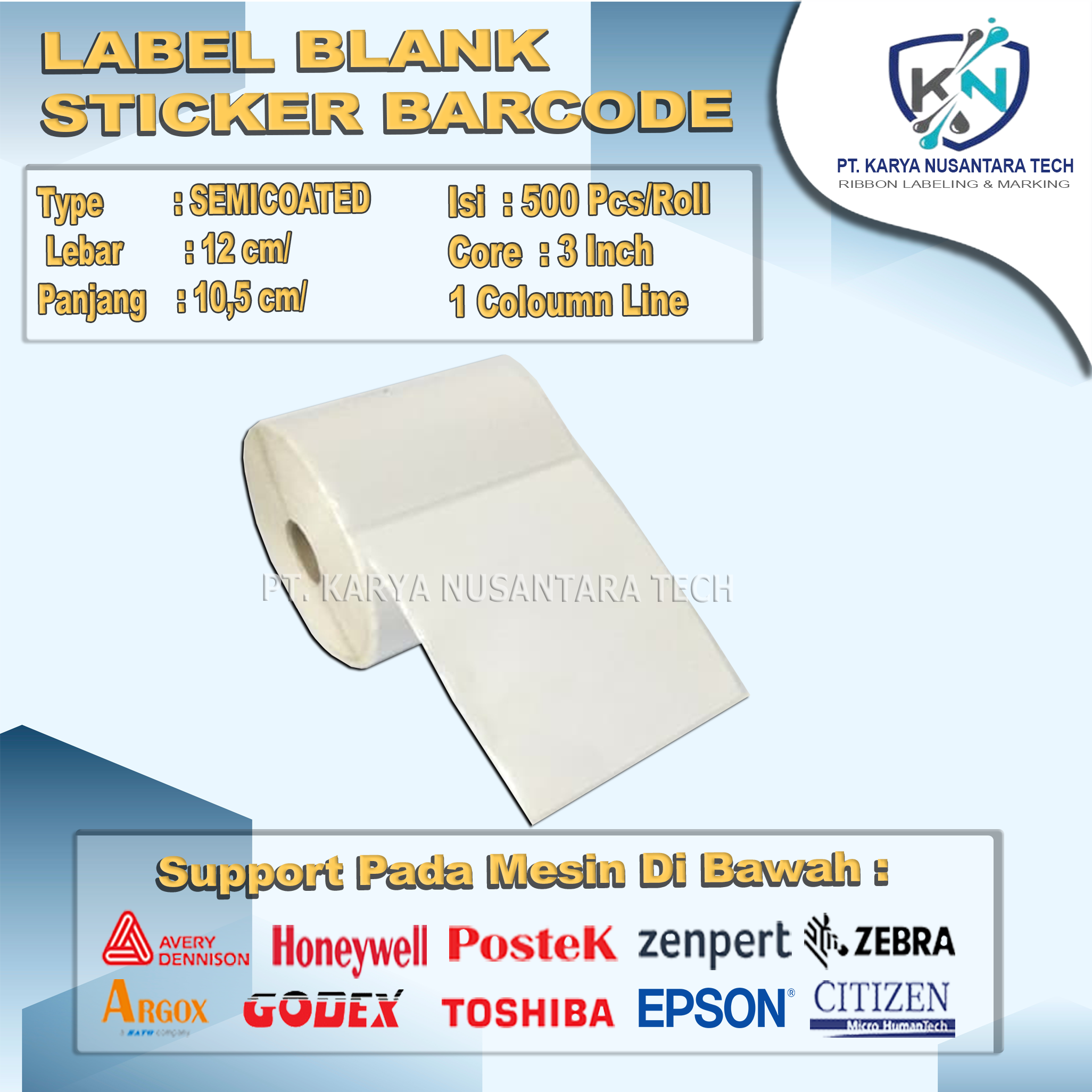 STICKER BLANK BARCODE SEMICOATED 50 x 40 5