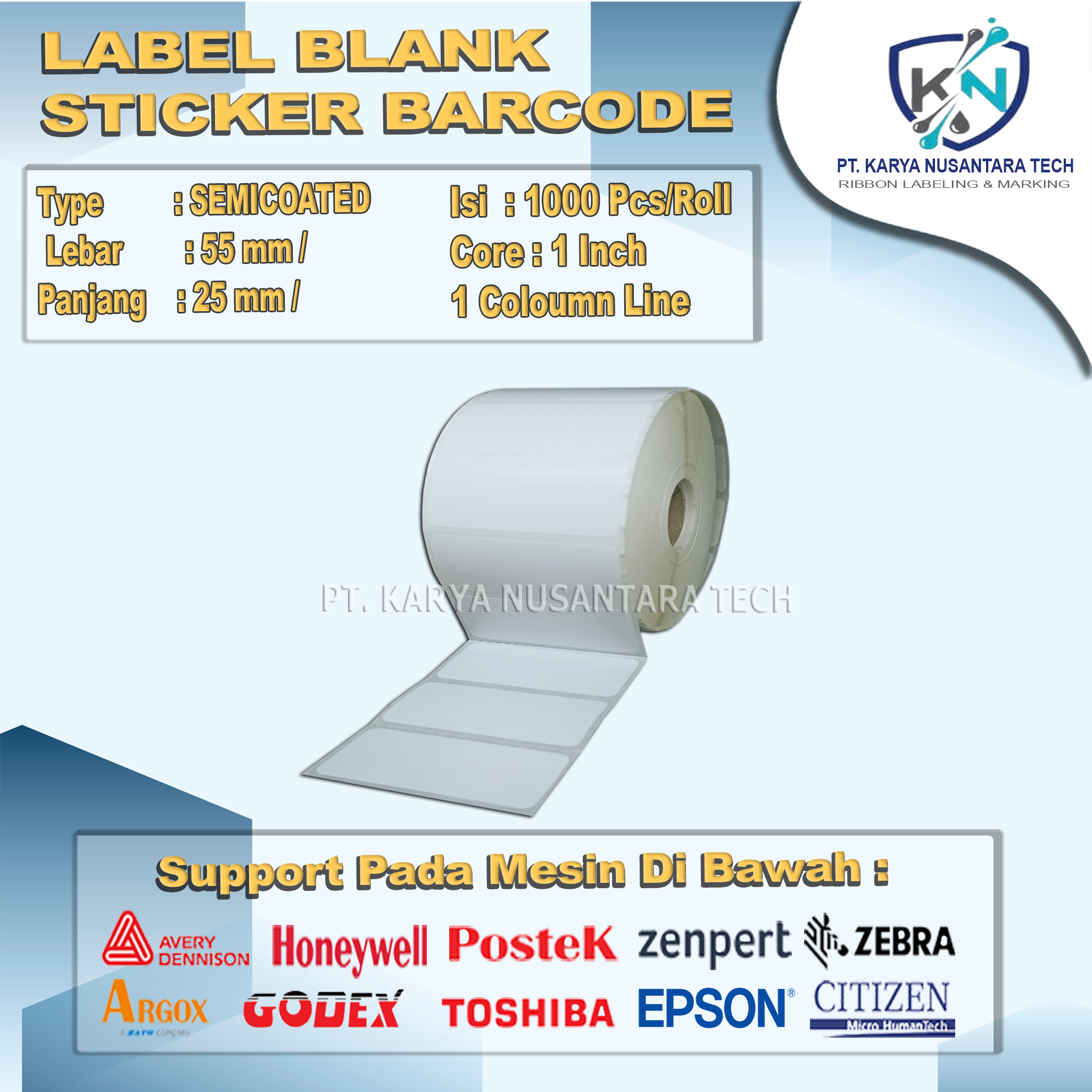 STICKER BLANK BARCODE SEMICOATED 55 X 25 2