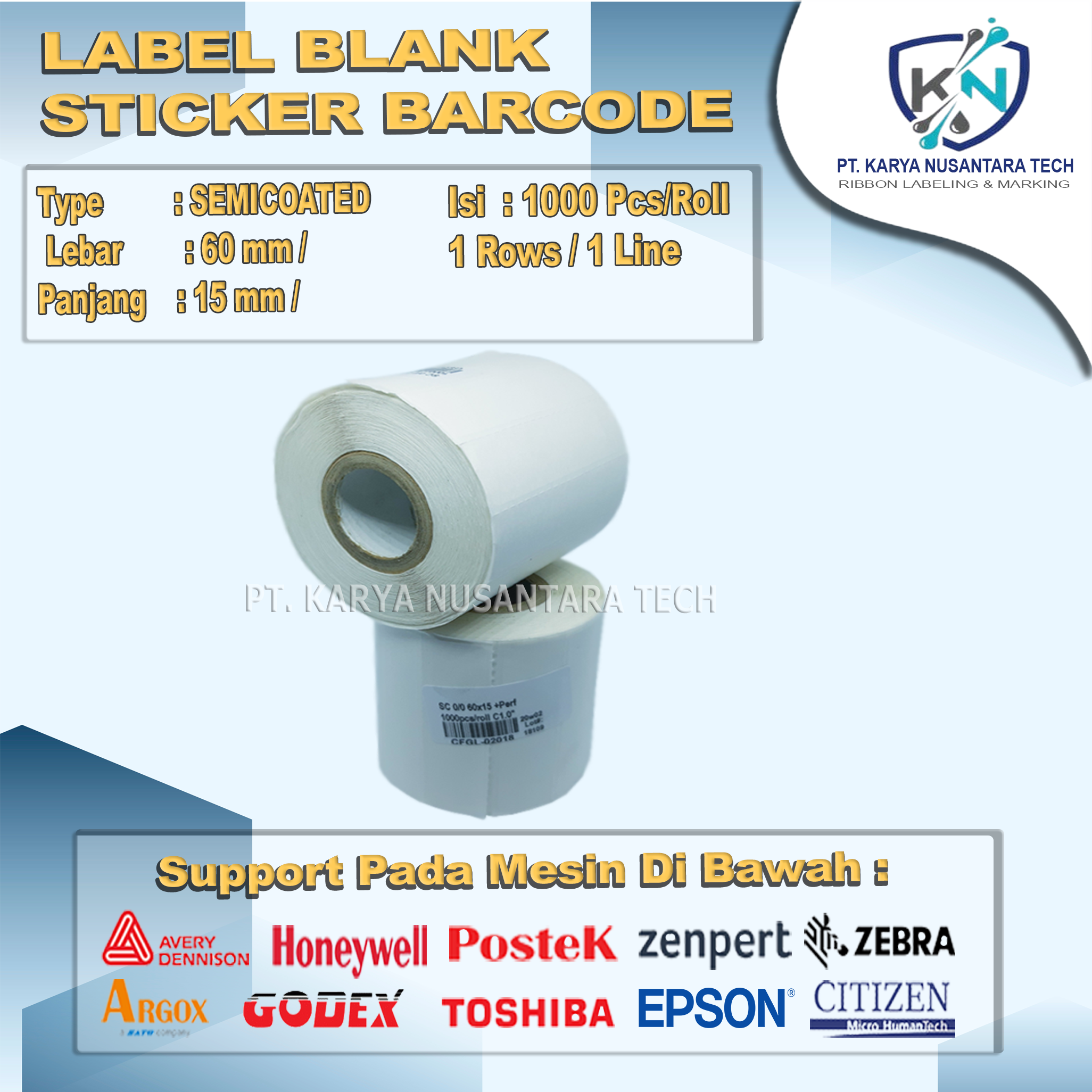 STICKER BLANK BARCODE SEMICOATED 60X15 2