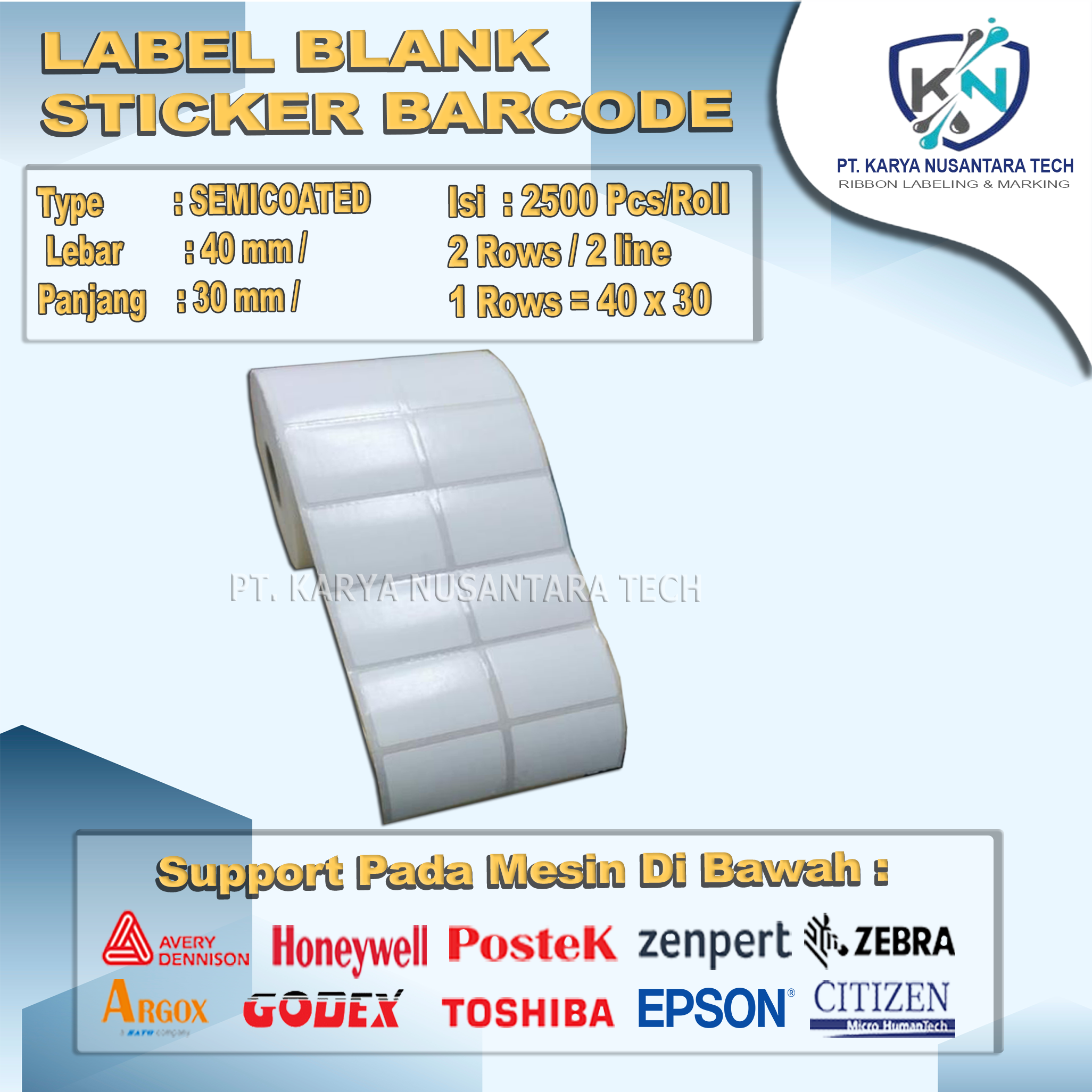 STICKER BLANK BARCODE SEMICOATED 80 X 30 1