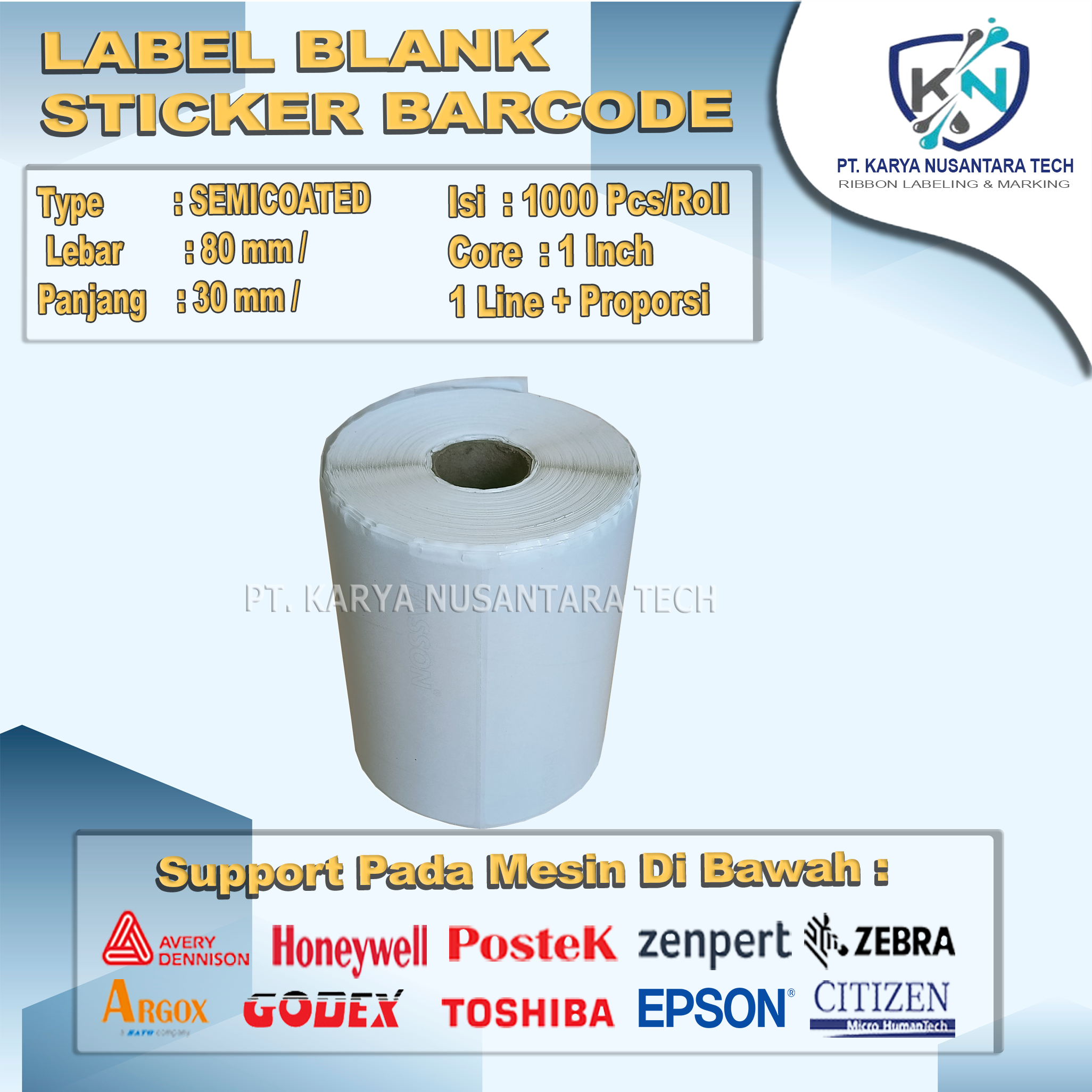 STICKER BLANK BARCODE SEMICOATED 80 X 30 2
