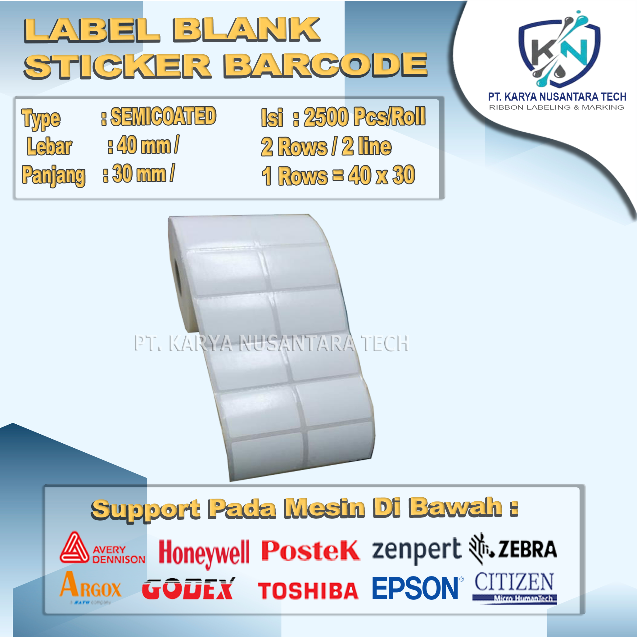 STICKER BLANK BARCODE SEMICOATED 80 X 30 2