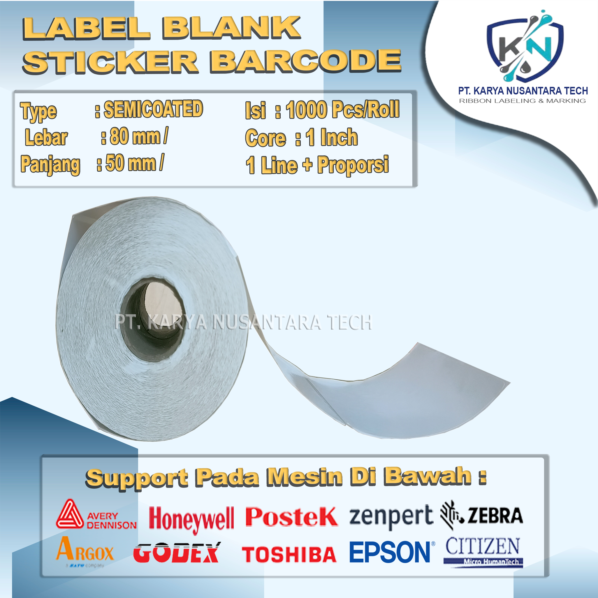 STICKER BLANK BARCODE SEMICOATED 80 X 50 2