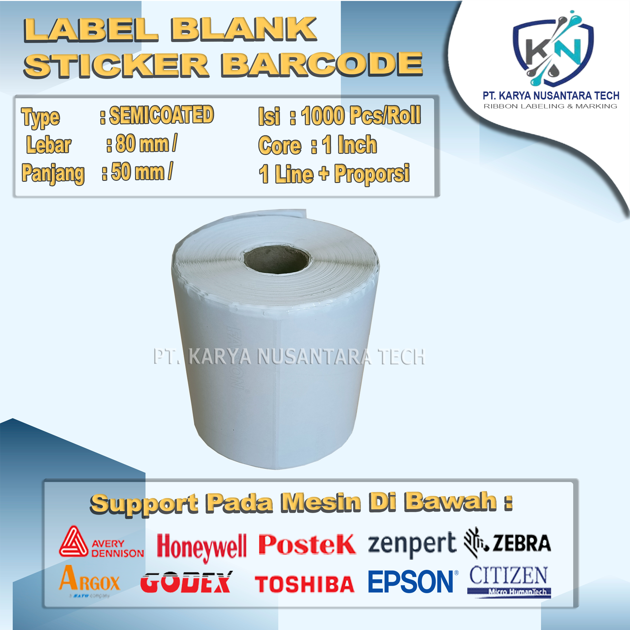 STICKER BLANK BARCODE SEMICOATED 80 X 50 3