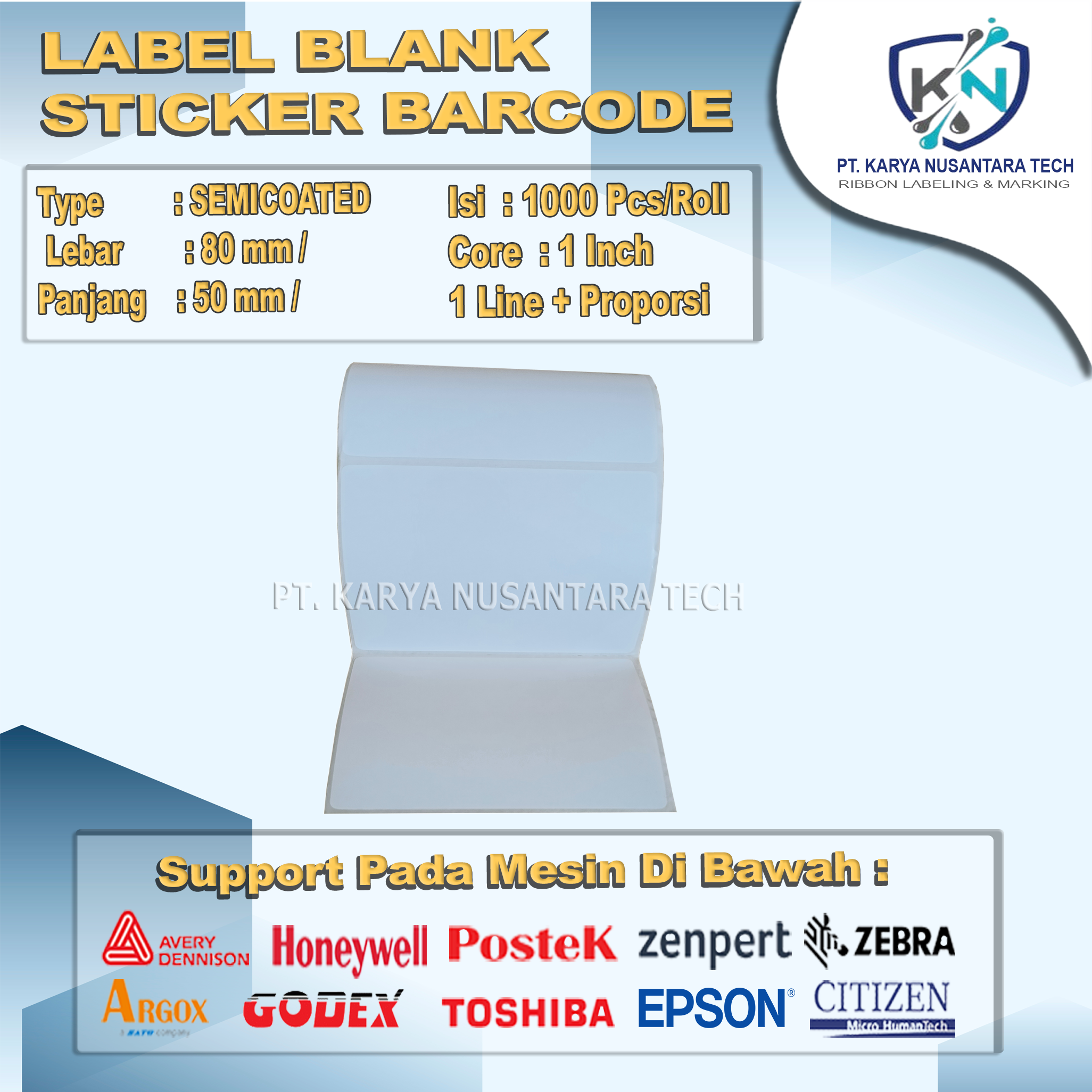 STICKER BLANK BARCODE SEMICOATED 80 X 50 4