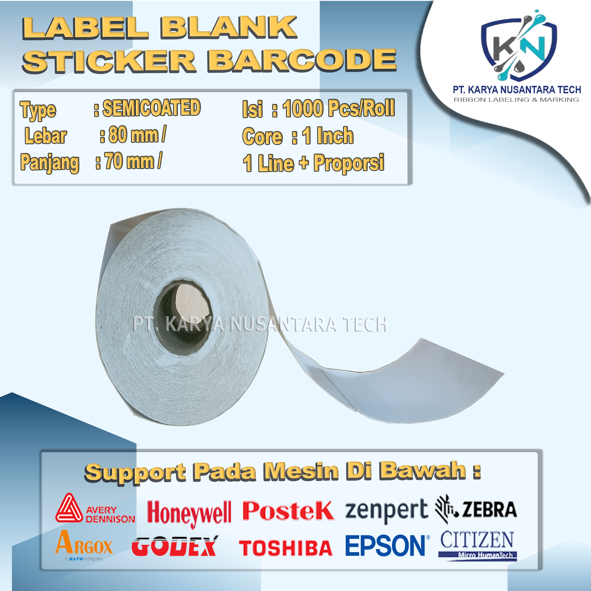 STICKER BLANK BARCODE SEMICOATED 80 X 70 2