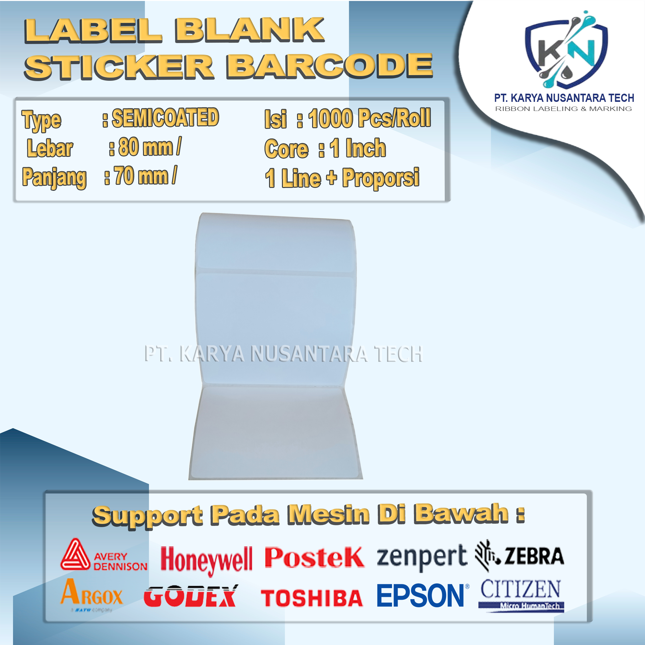 STICKER BLANK BARCODE SEMICOATED 80 X 70 4