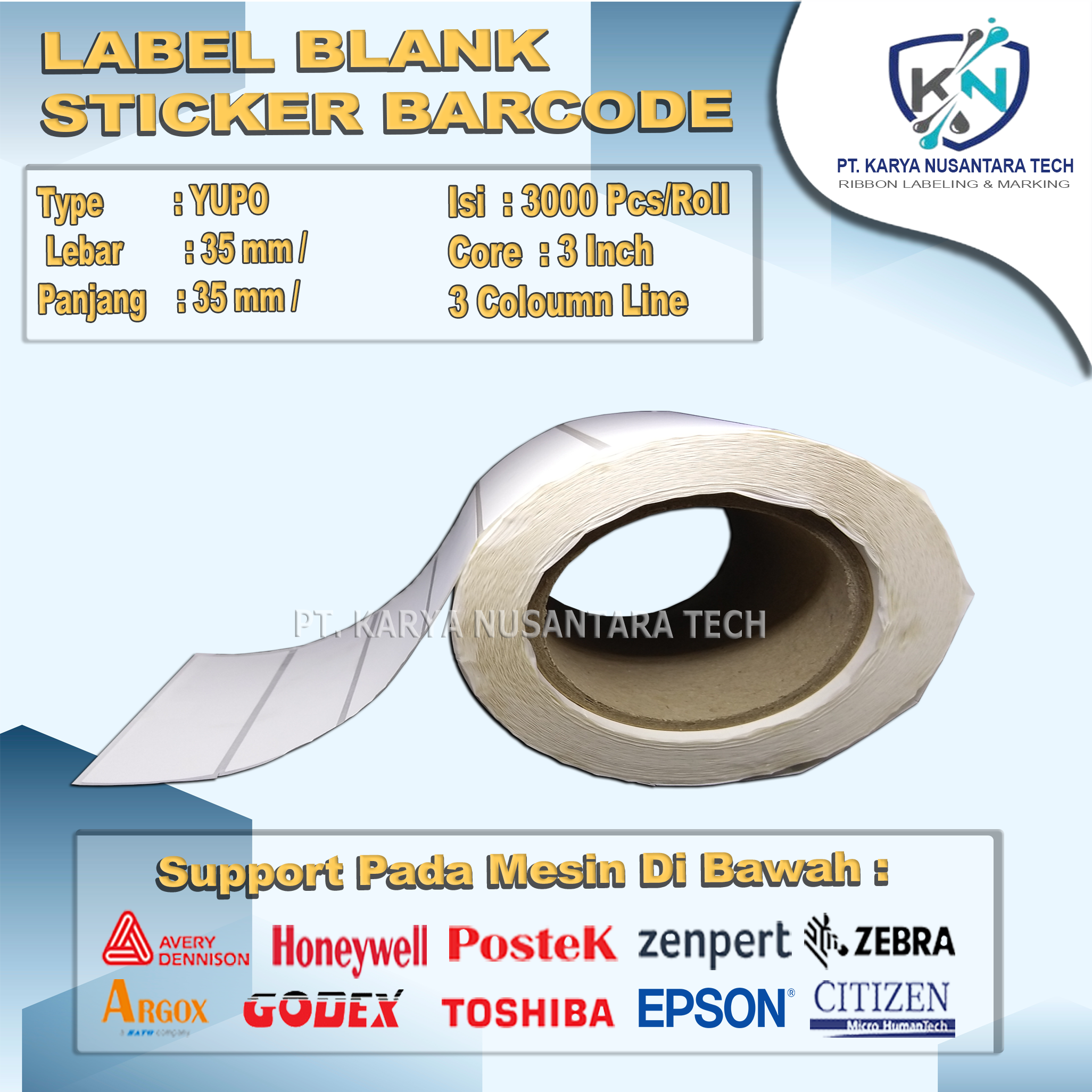 STICKER BLANK BARCODE YUPO 35 X 35 1