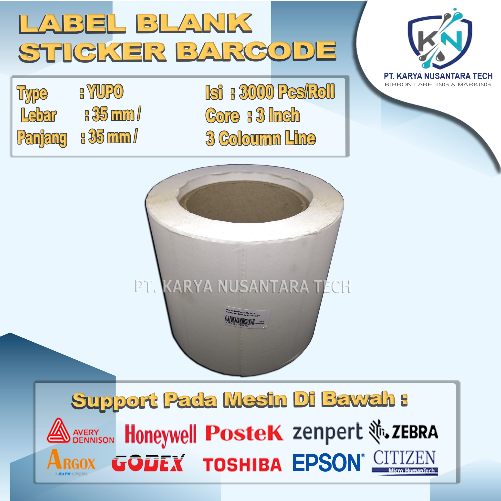 STICKER BLANK BARCODE YUPO 35 X 35 2