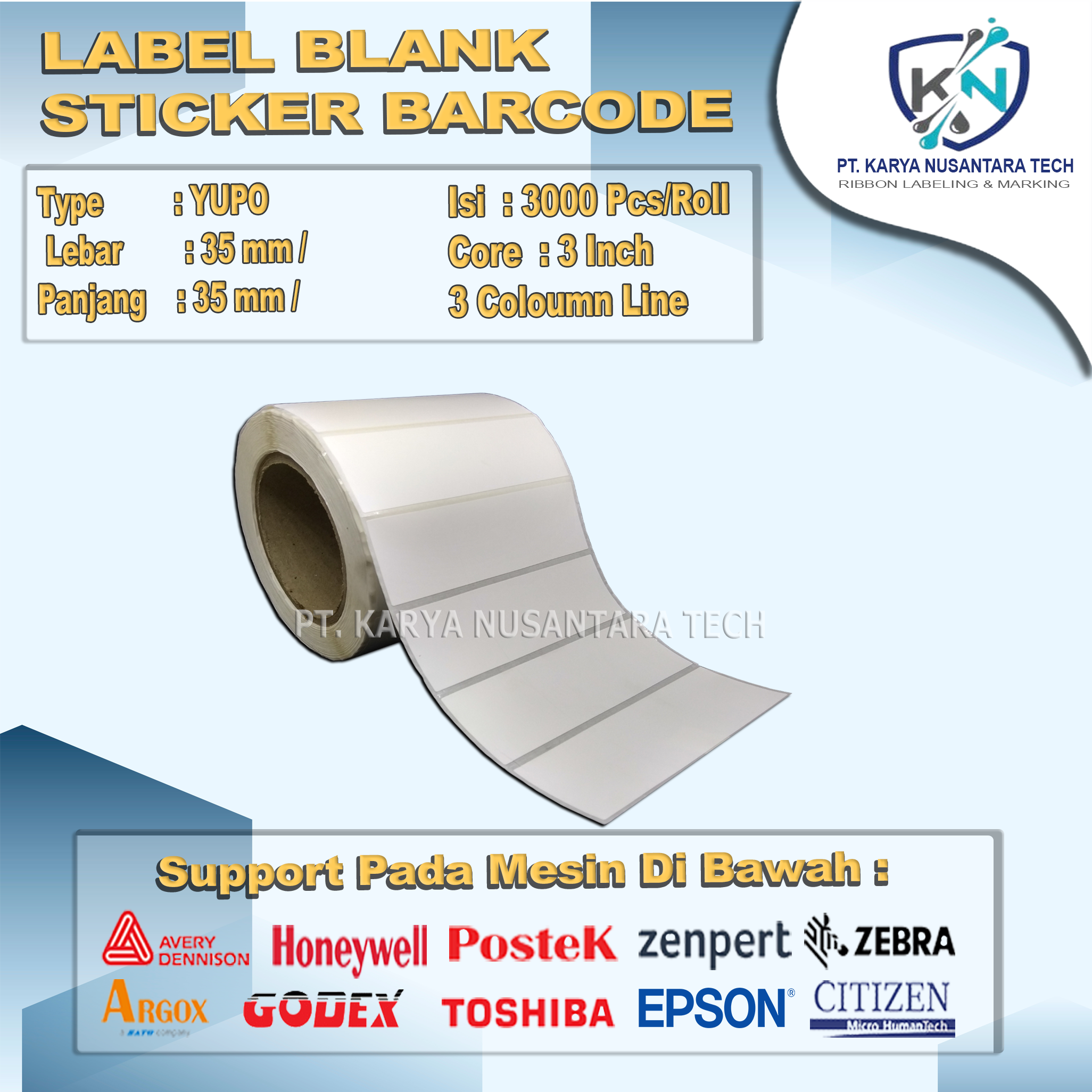 STICKER BLANK BARCODE YUPO 35 X 35 4