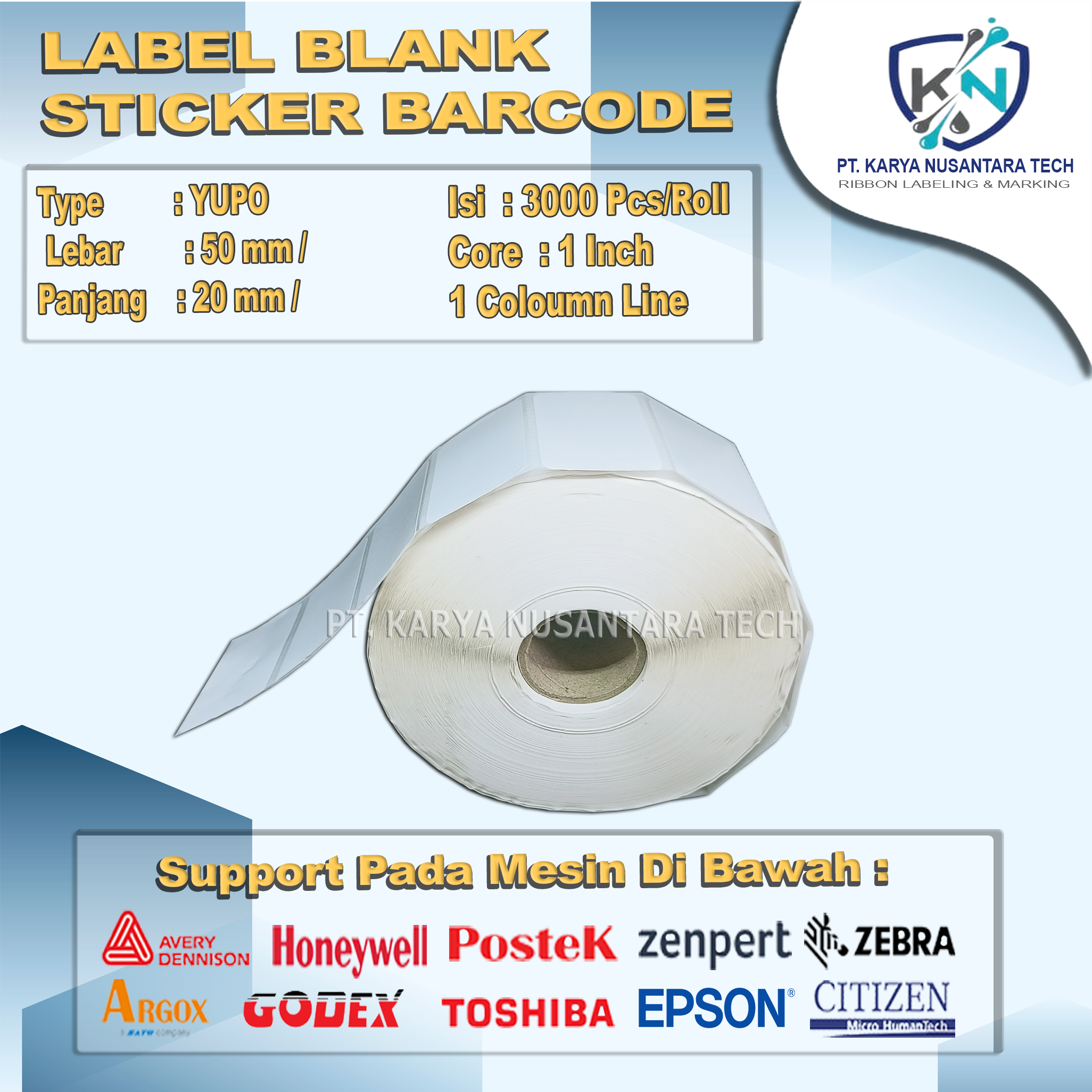 STICKER BLANK BARCODE YUPO 50 X 20 4