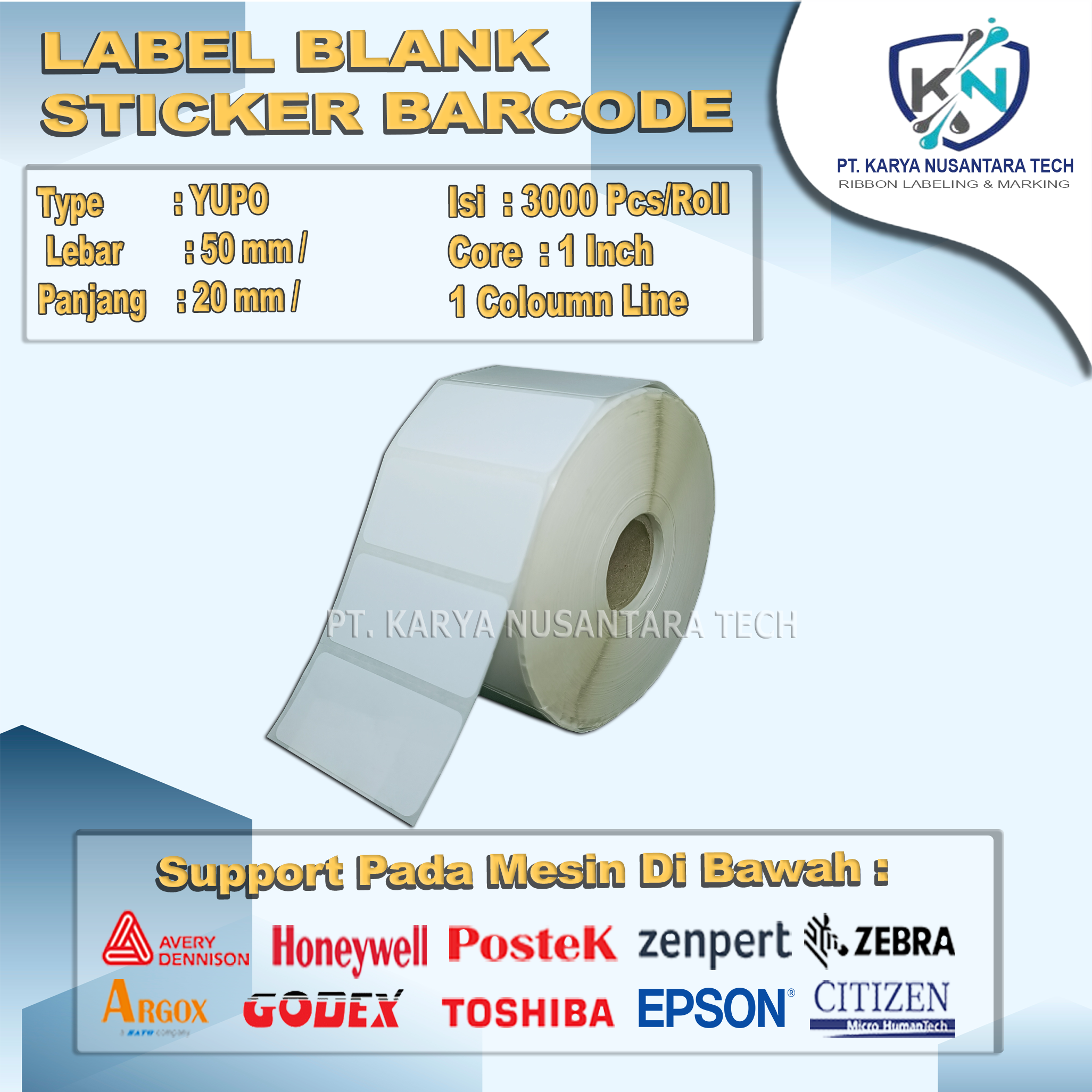 STICKER BLANK BARCODE YUPO 50 X 20 5