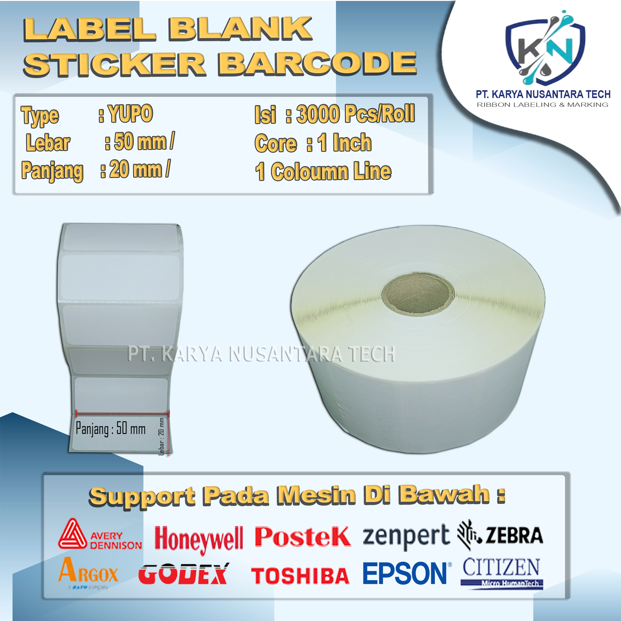 STICKER BLANK BARCODE YUPO 50 X 25 1