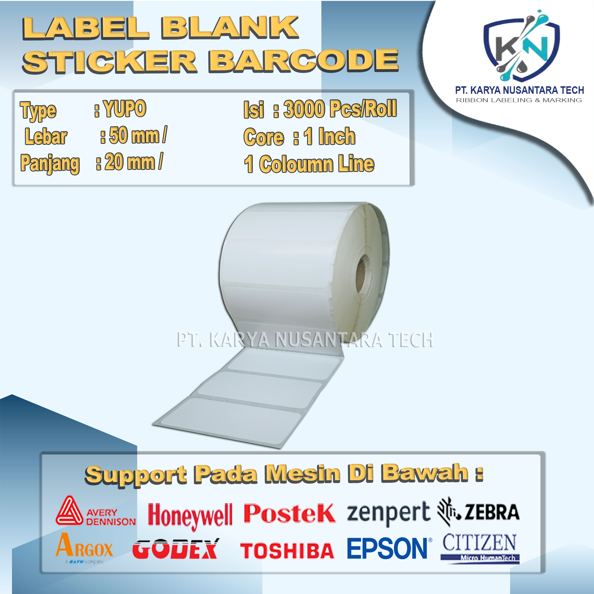 STICKER BLANK BARCODE YUPO 50 X 25 3