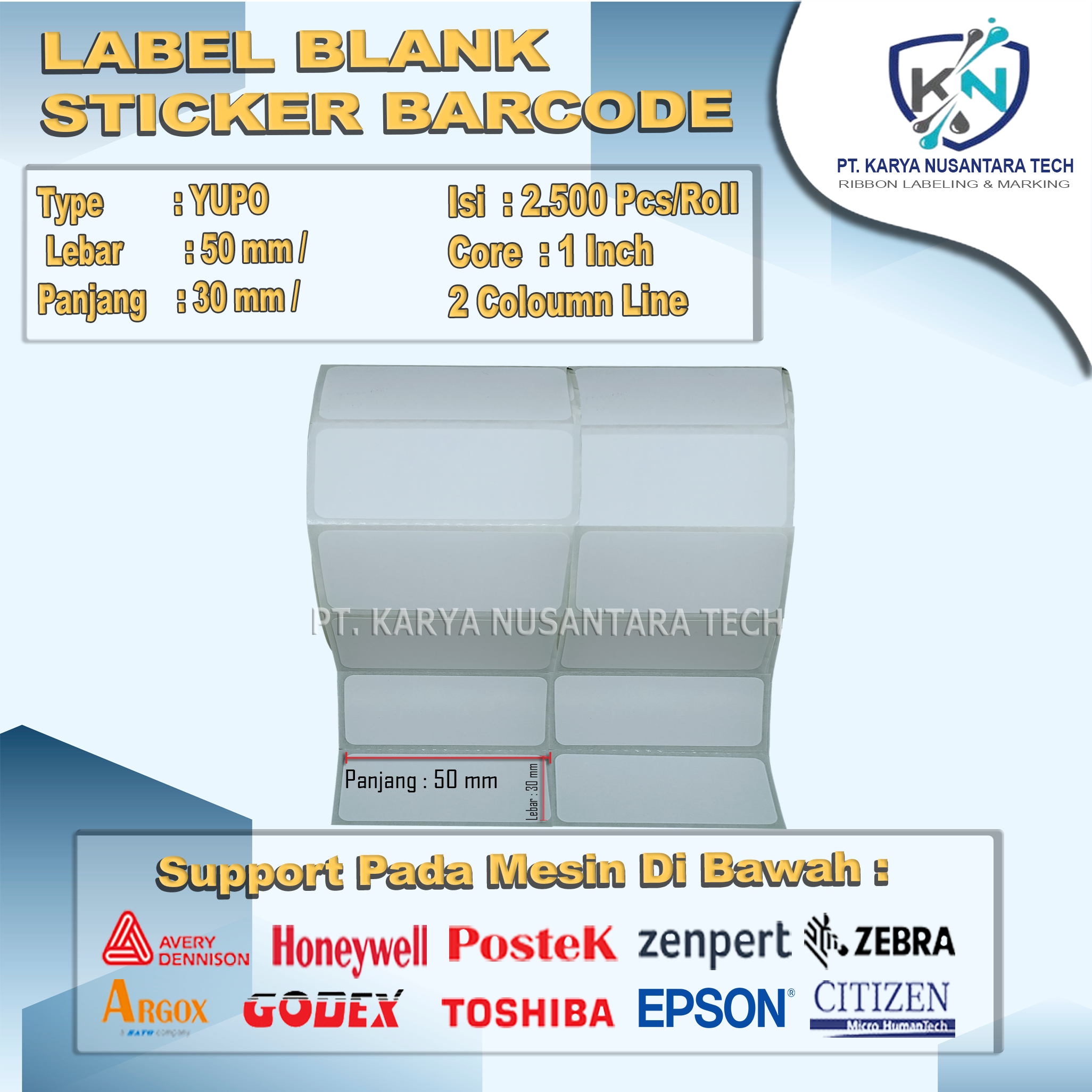 STICKER BLANK BARCODE YUPO 50X30 1