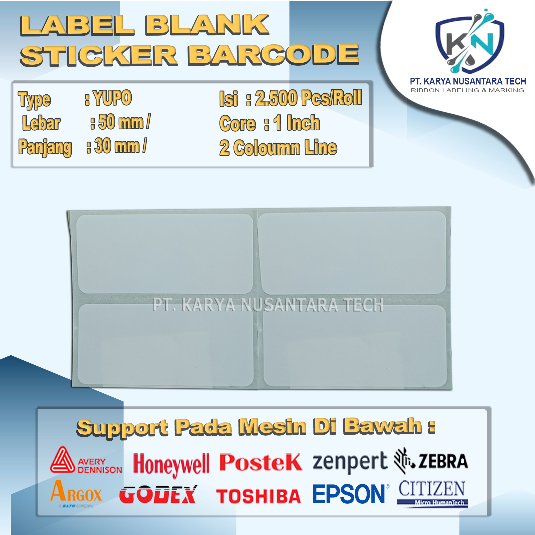 STICKER BLANK BARCODE YUPO 50X30 2