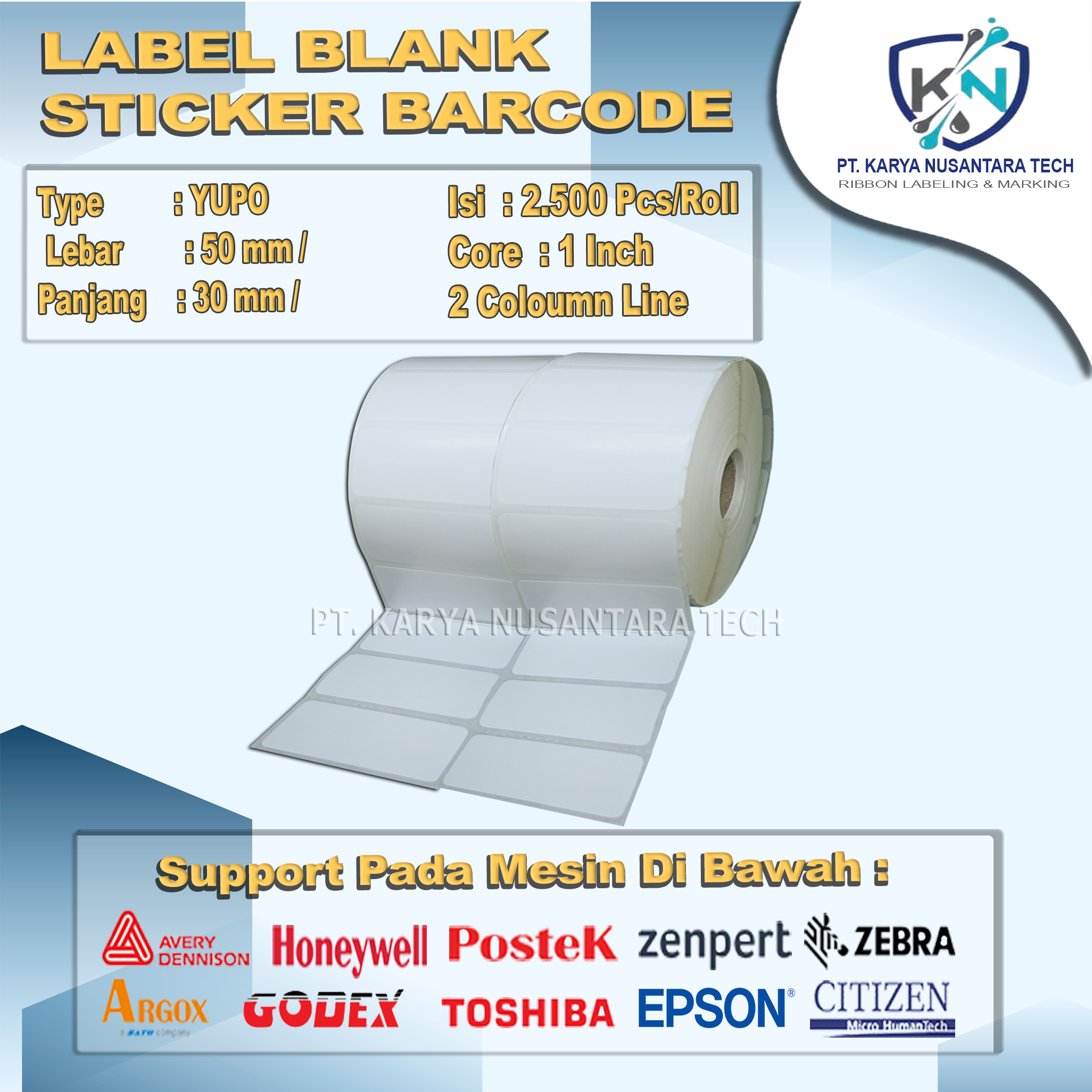 STICKER BLANK BARCODE YUPO 50X30 3