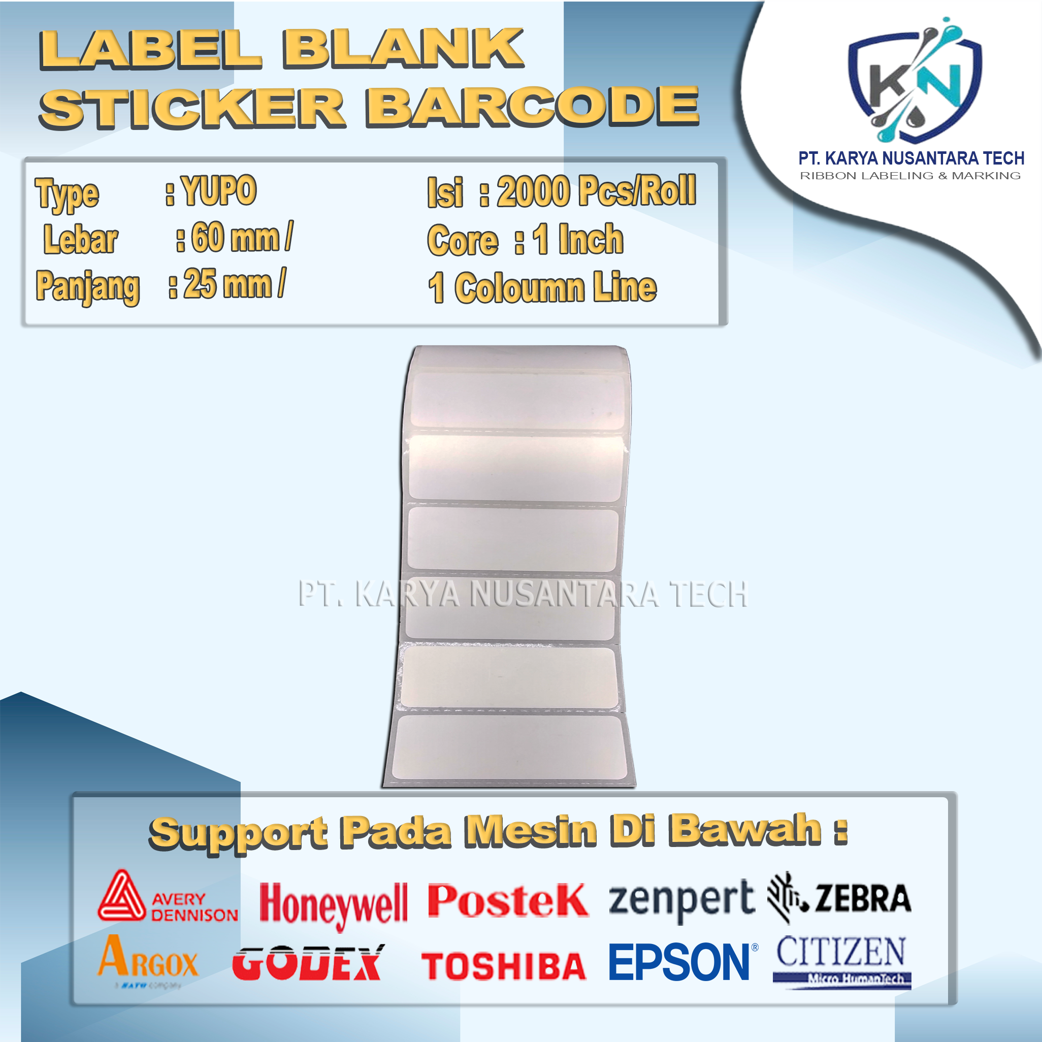 STICKER BLANK BARCODE YUPO 60 X 25 2