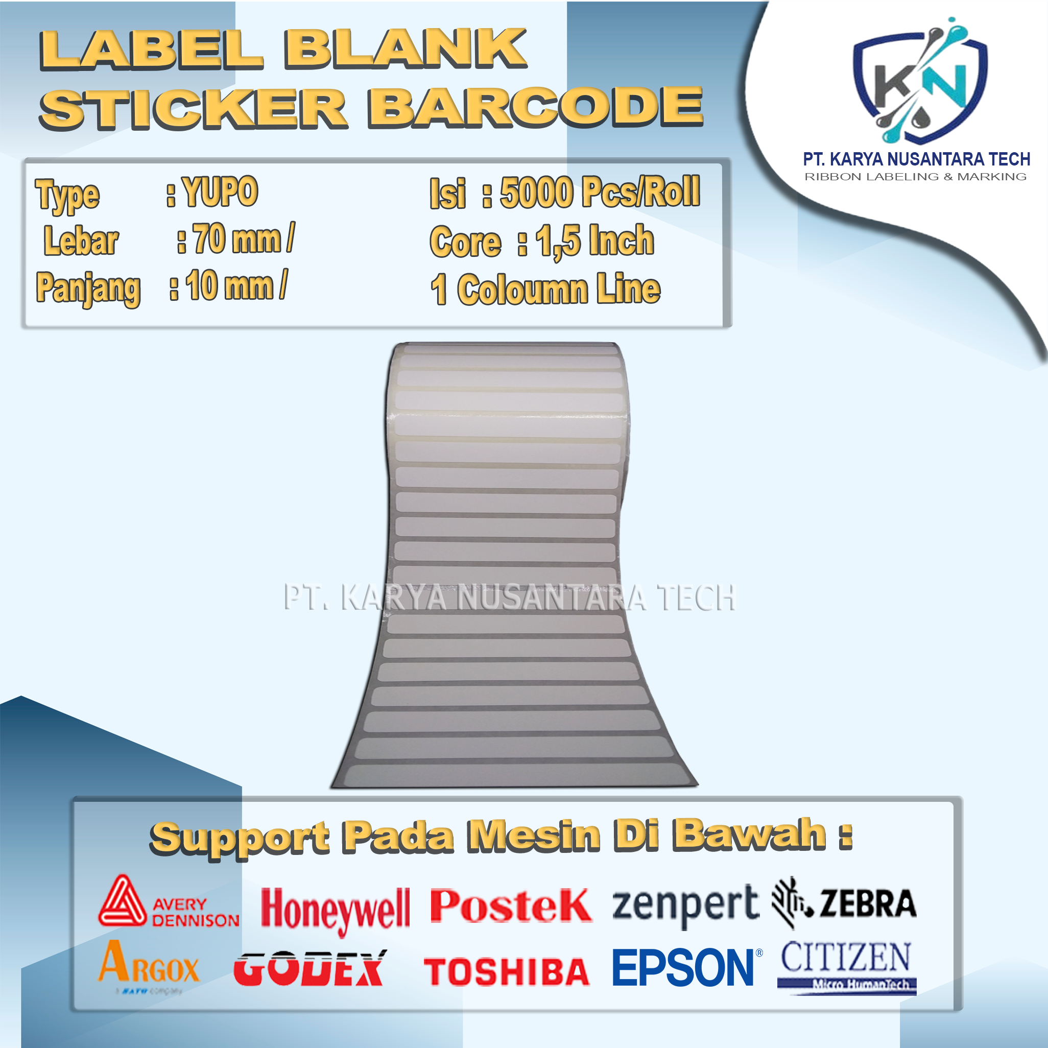 STICKER BLANK BARCODE YUPO 70 X 10 1