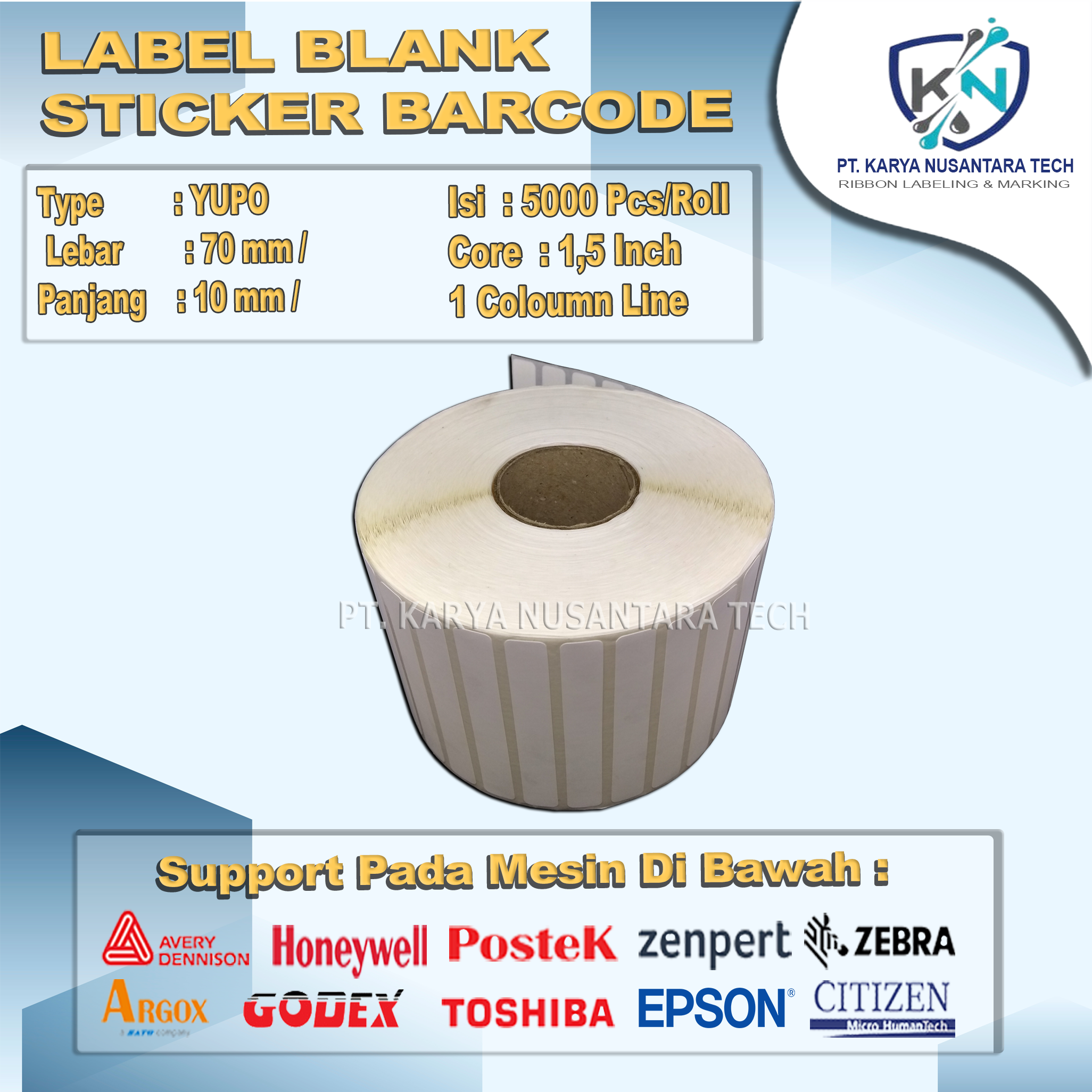 STICKER BLANK BARCODE YUPO 70 X 10 3