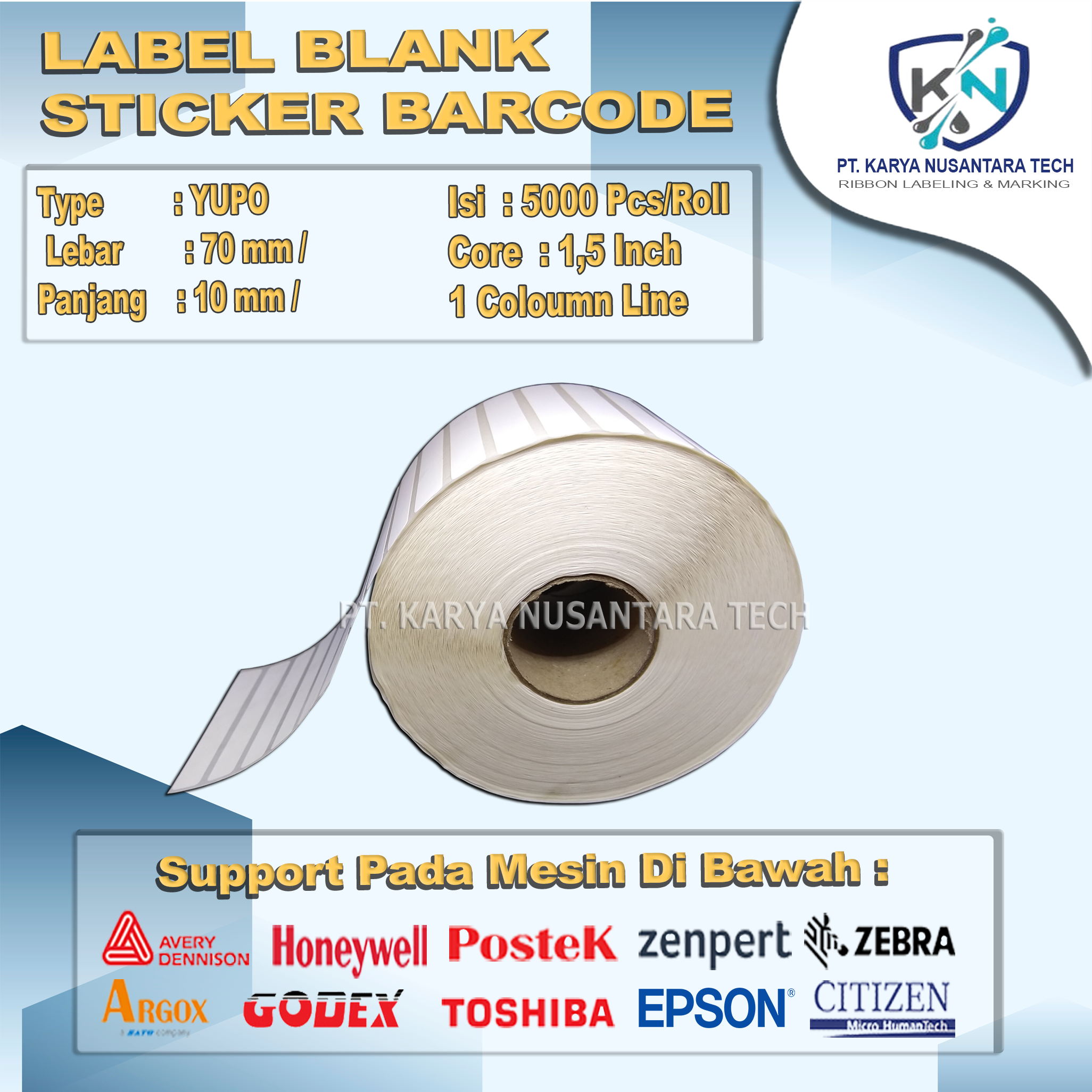 STICKER BLANK BARCODE YUPO 70 X 10 4