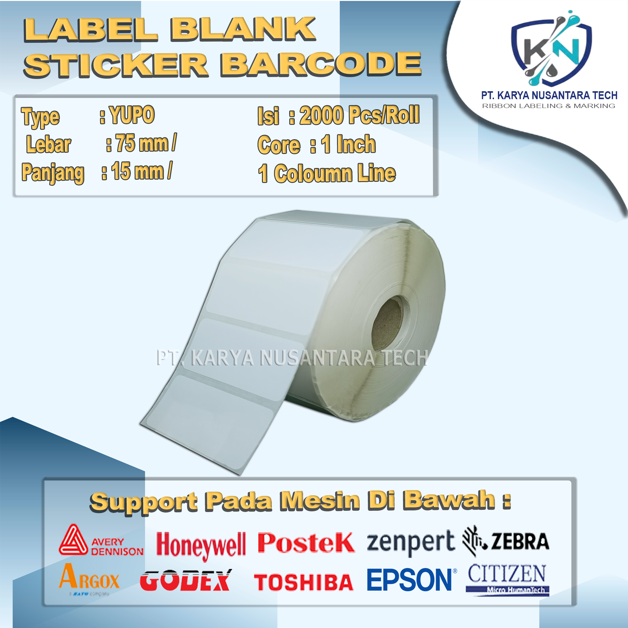 STICKER BLANK BARCODE YUPO 75 X 15 4