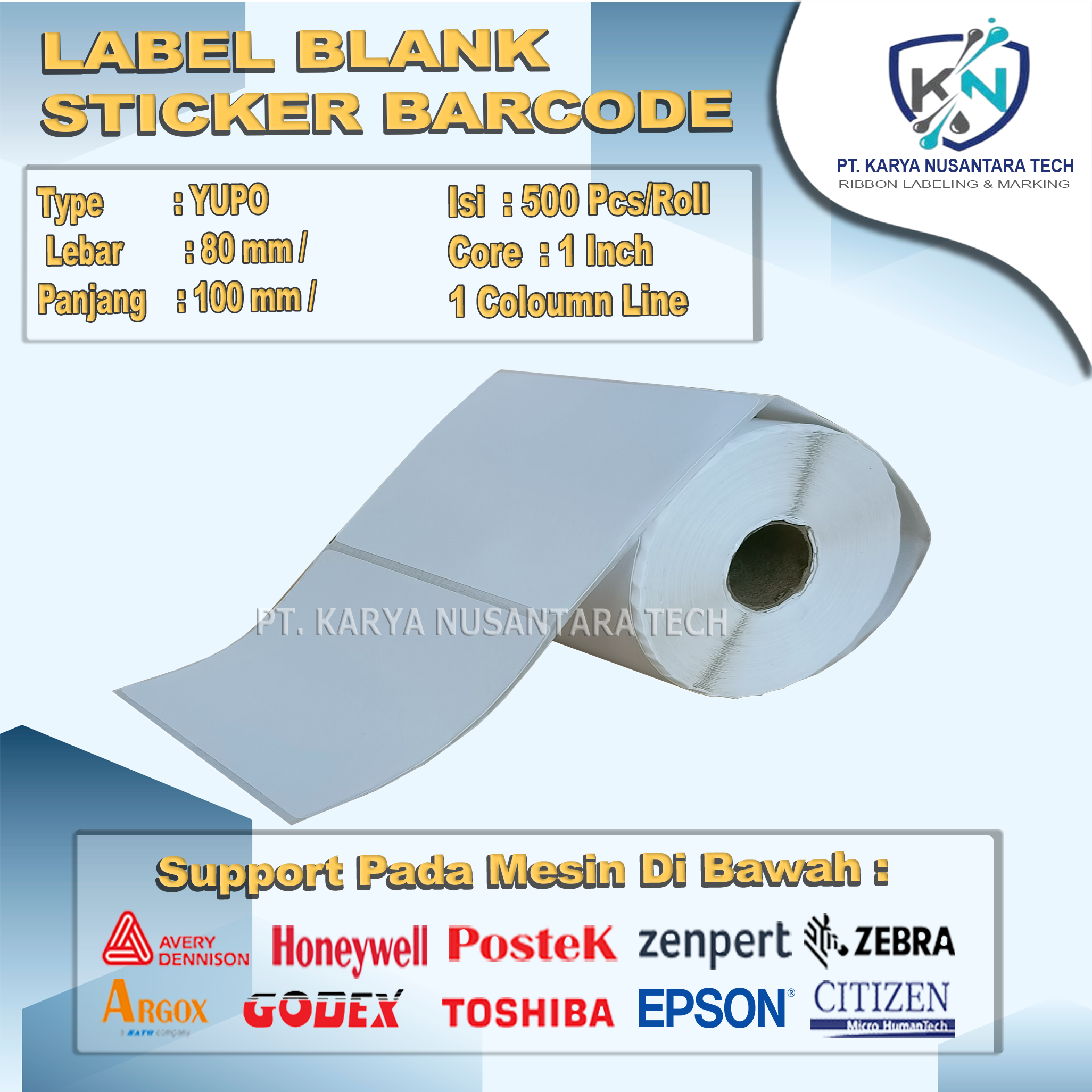 STICKER BLANK BARCODE YUPO 80X100 1
