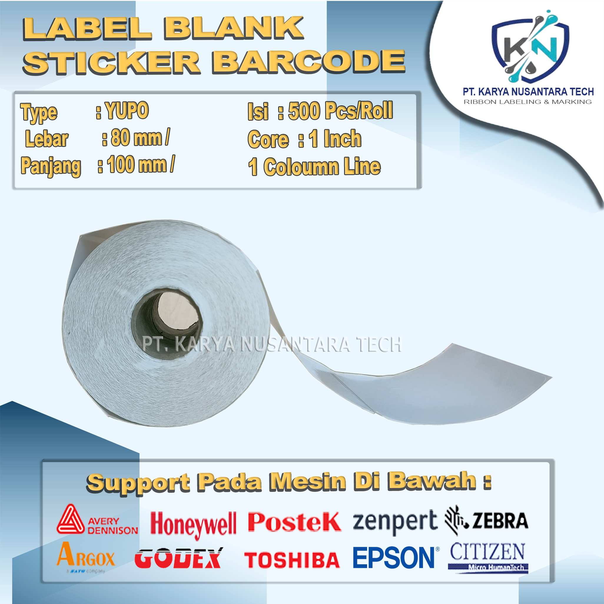 STICKER BLANK BARCODE YUPO 80X100 2