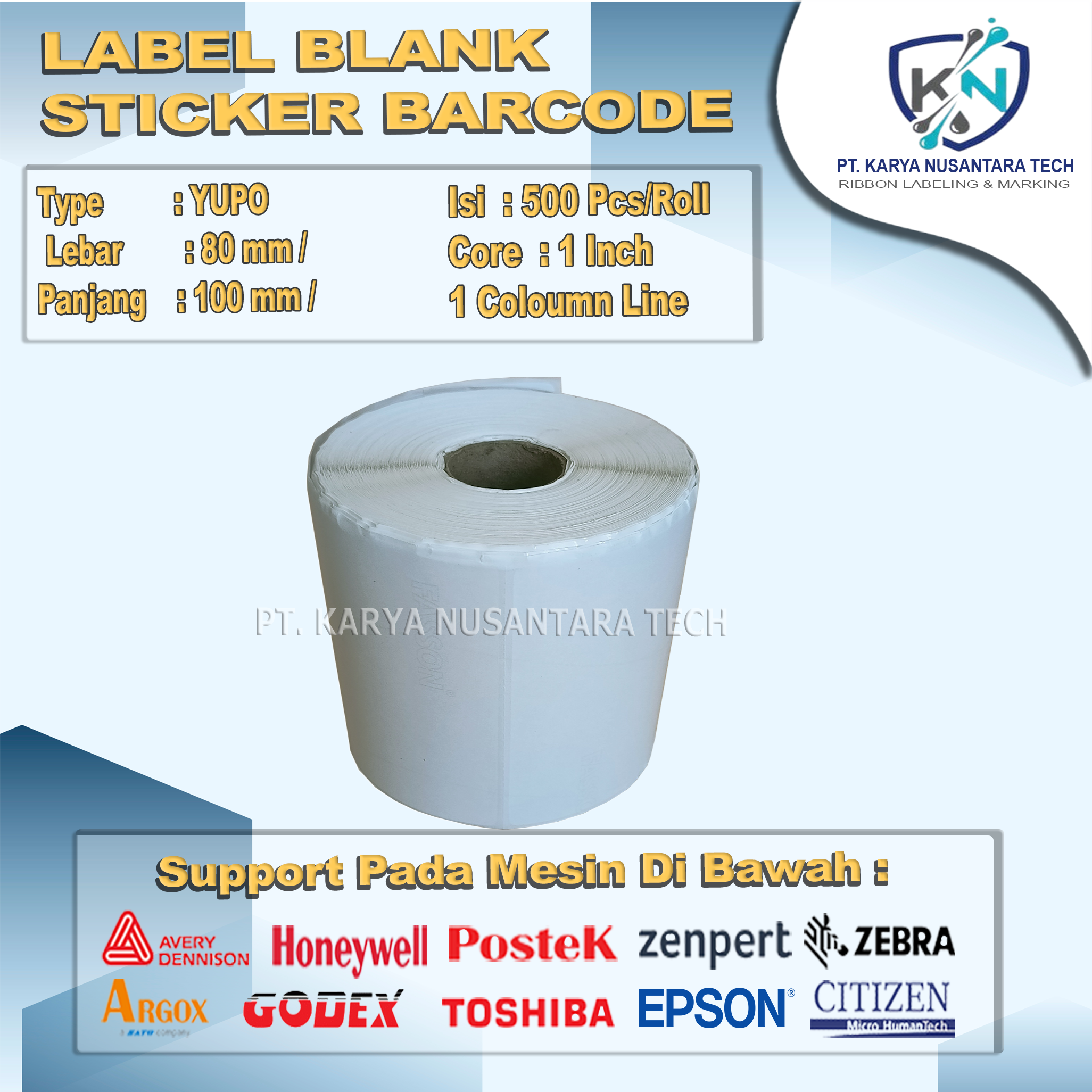 STICKER BLANK BARCODE YUPO 80X100 3