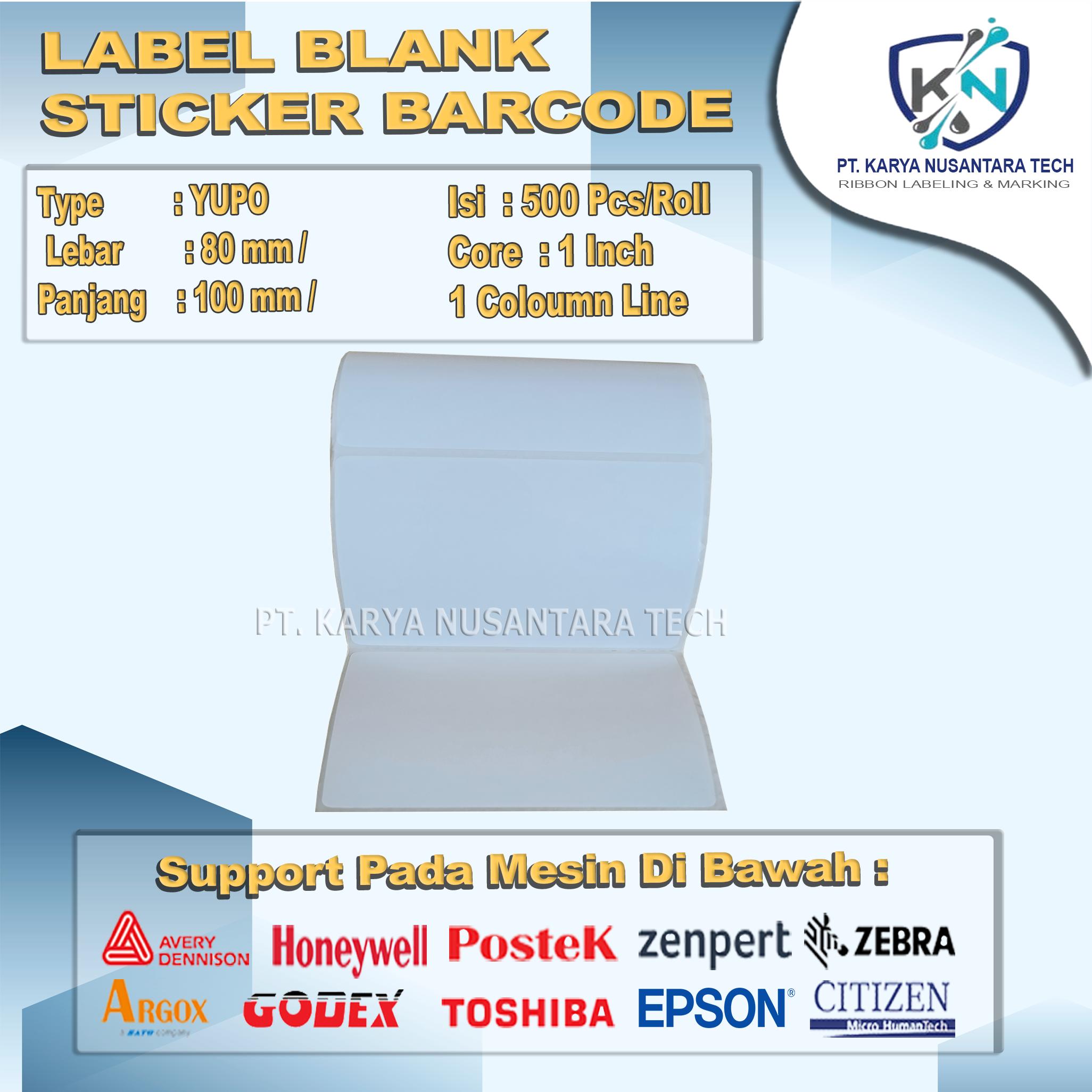 STICKER BLANK BARCODE YUPO 80X100 4
