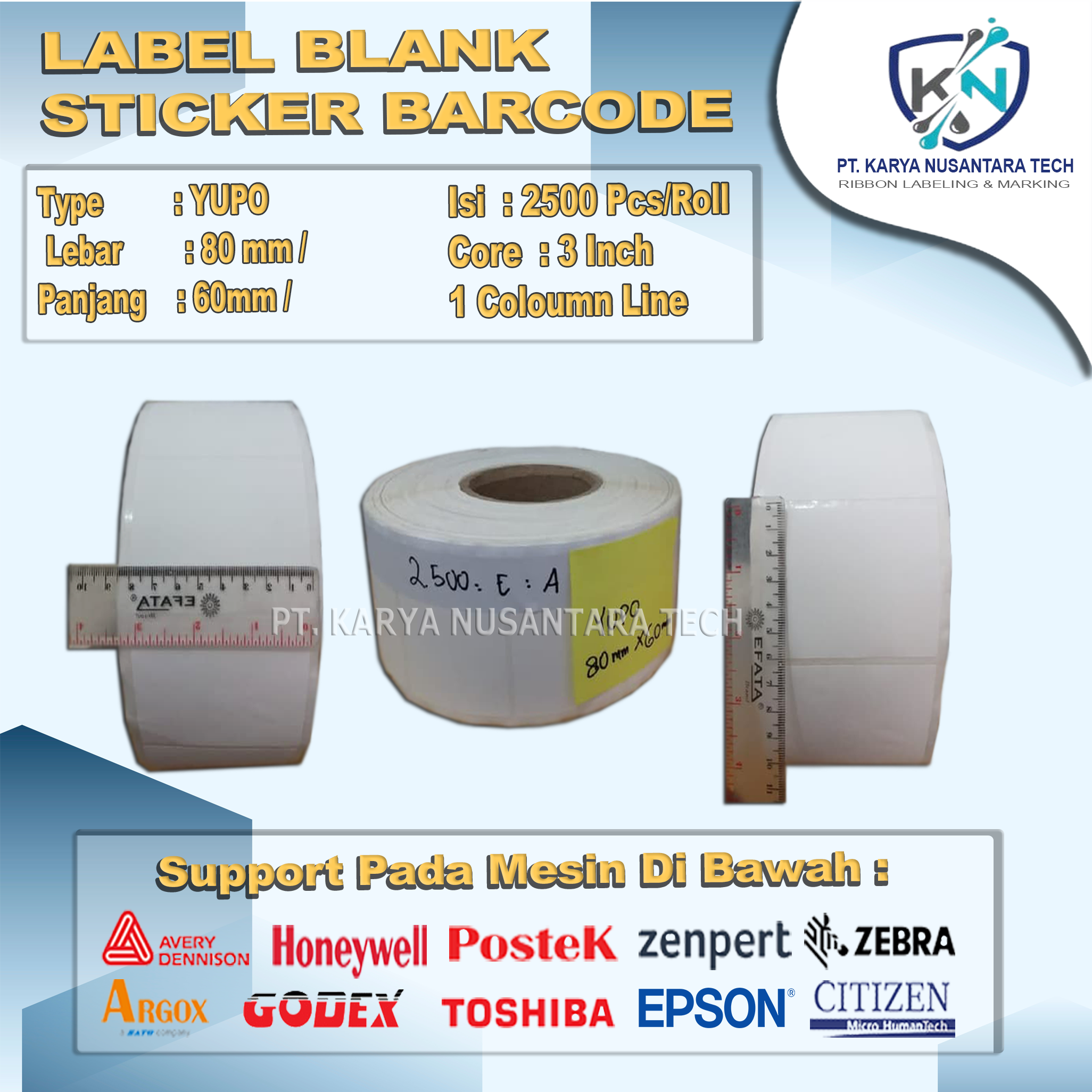 STICKER BLANK BARCODE YUPO 80X60 1