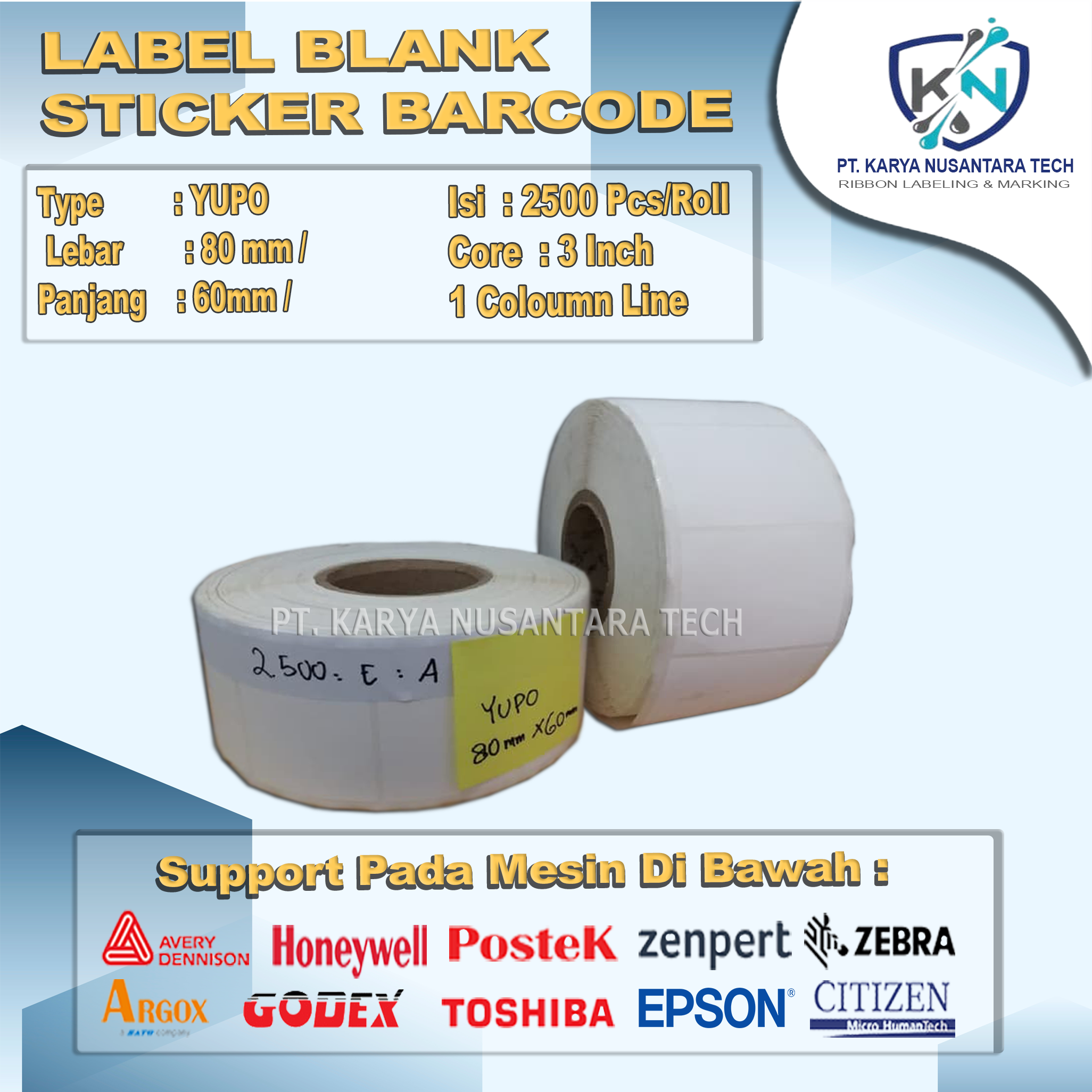STICKER BLANK BARCODE YUPO 80X60 2