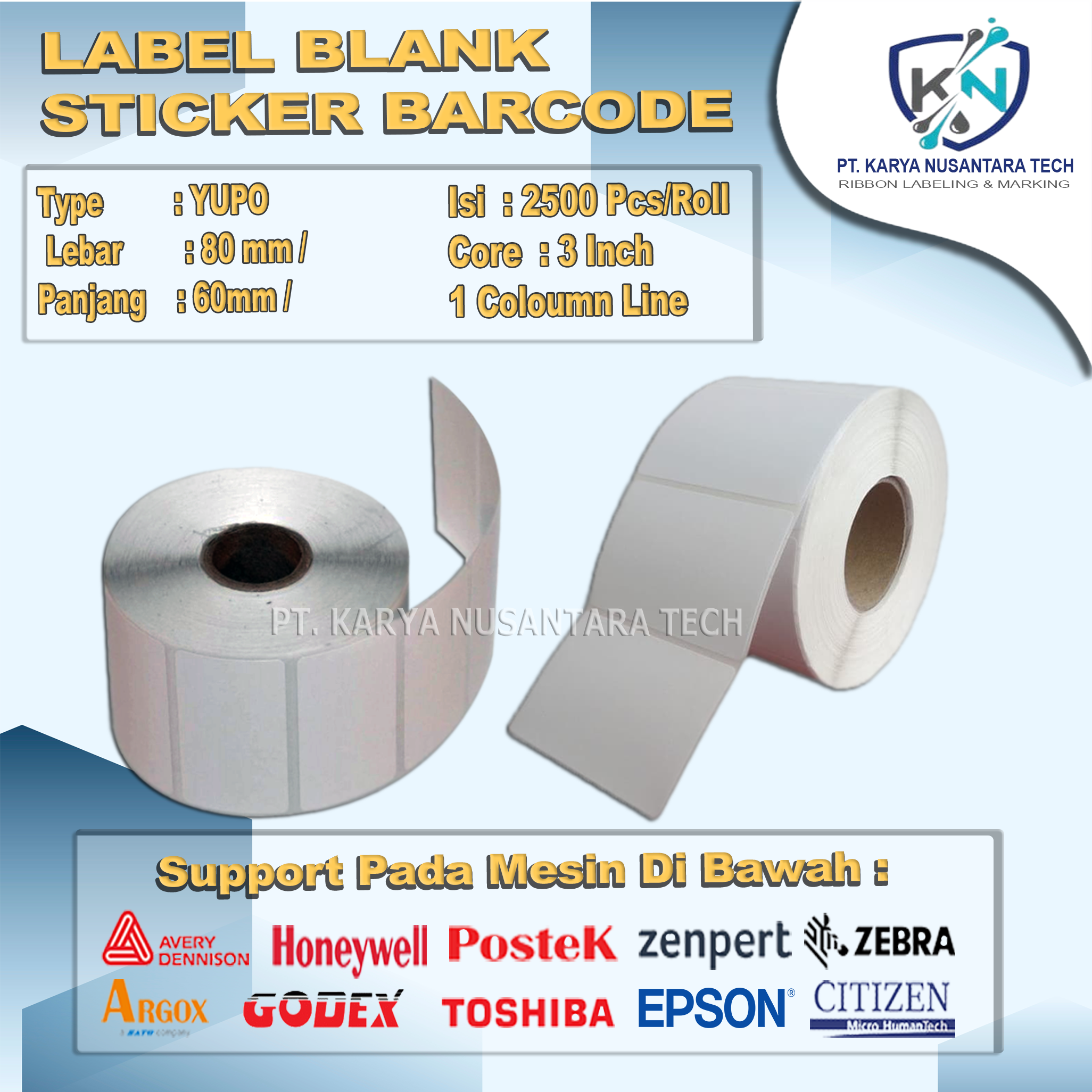 STICKER BLANK BARCODE YUPO 80X60 3
