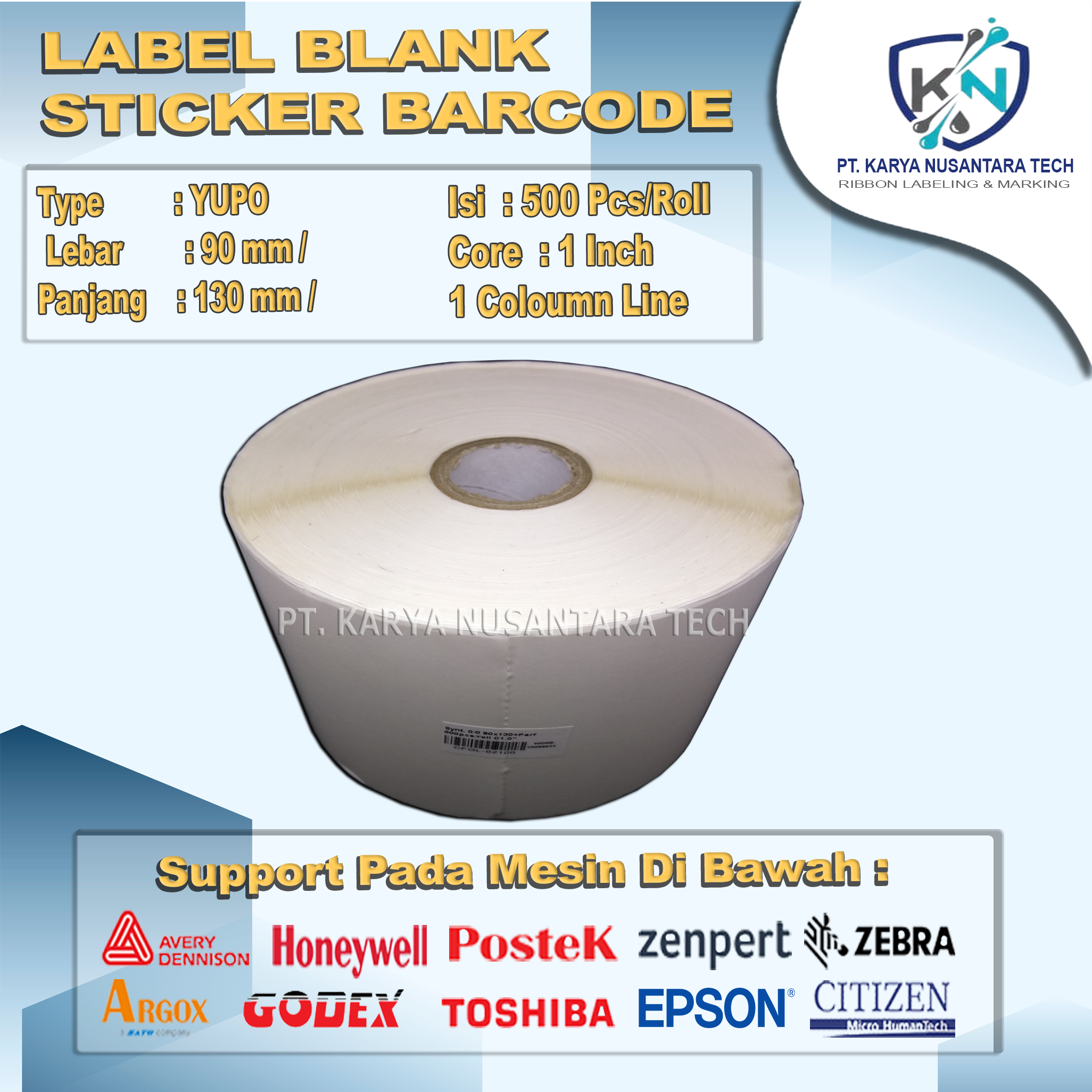 STICKER BLANK BARCODE YUPO 90X130 1