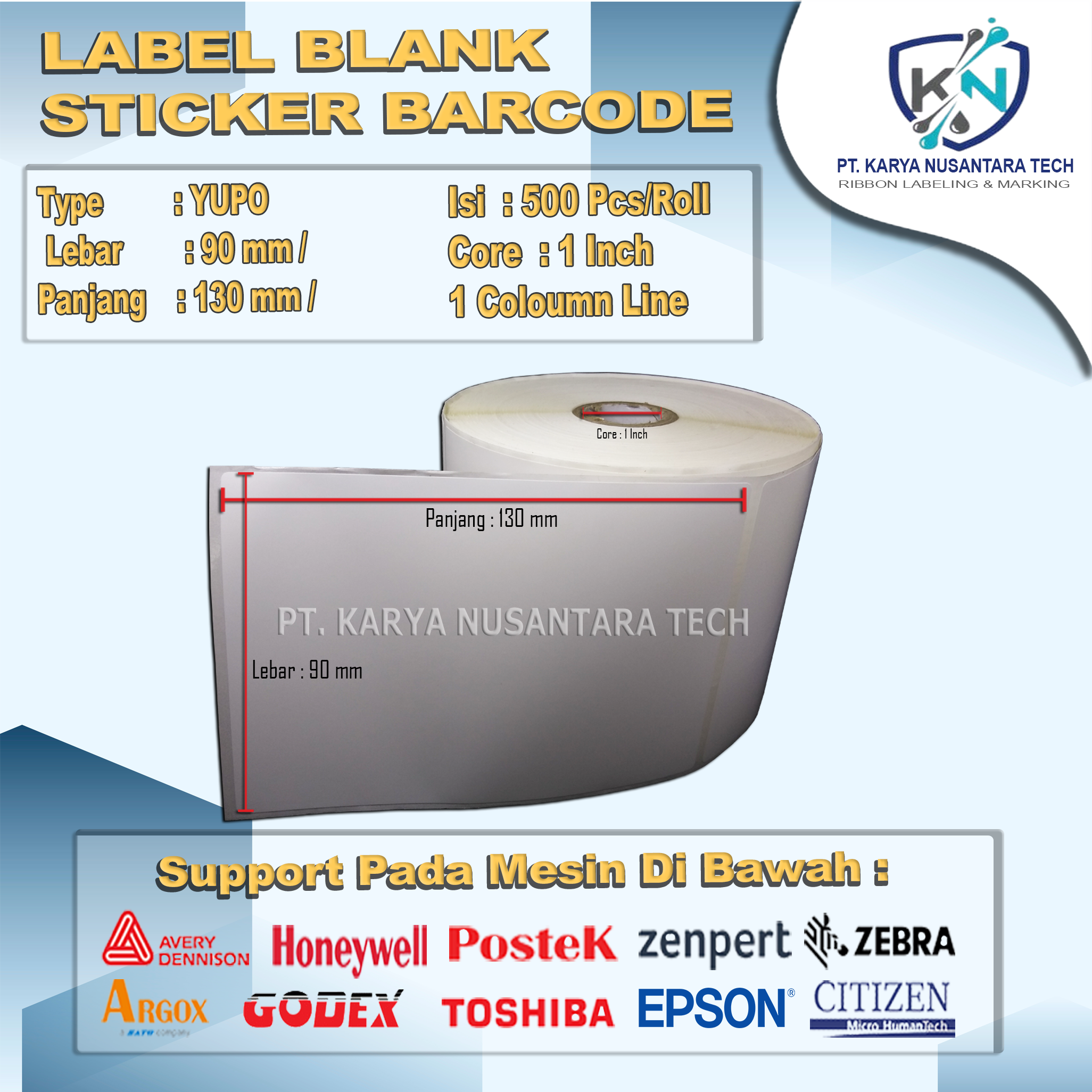 STICKER BLANK BARCODE YUPO 90X130 2