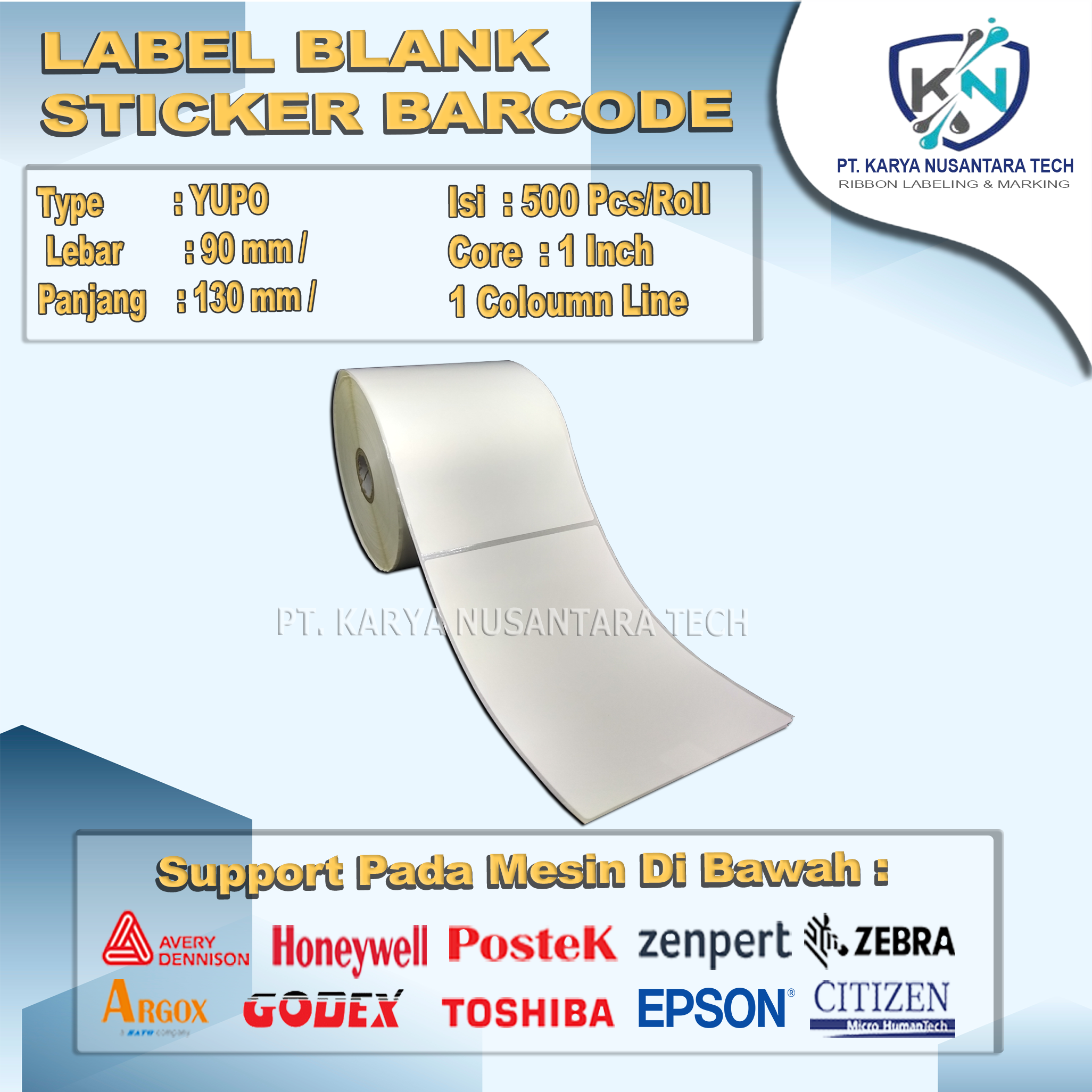 STICKER BLANK BARCODE YUPO 90X130 3