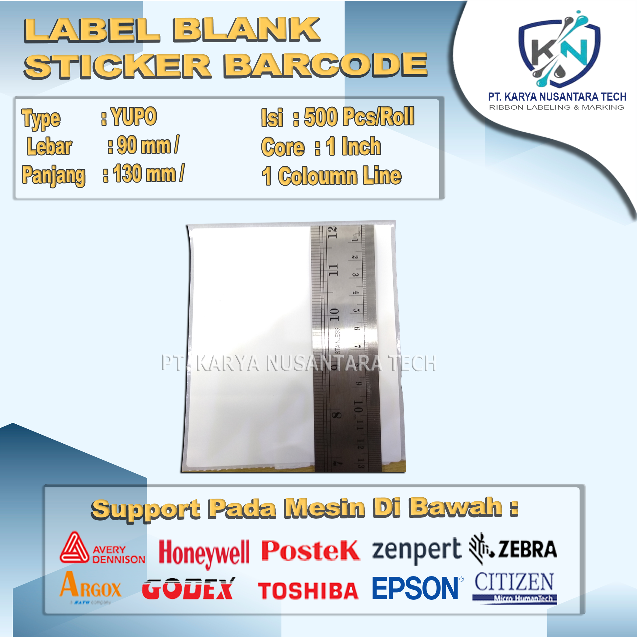STICKER BLANK BARCODE YUPO 90X130 4