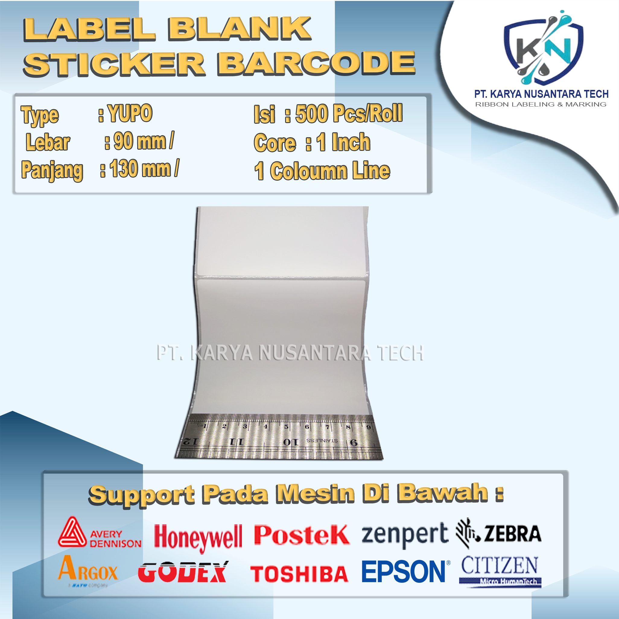 STICKER BLANK BARCODE YUPO 90X130 5